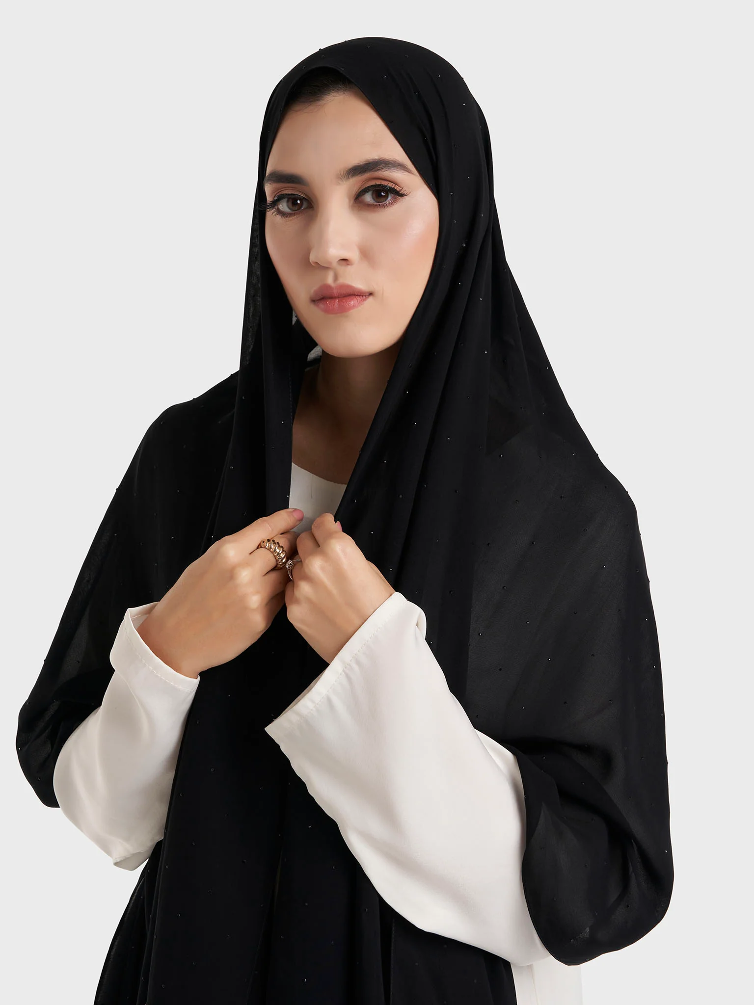 All Over Scattered Stones Chiffon Hijab (KP18146L) - Image 16