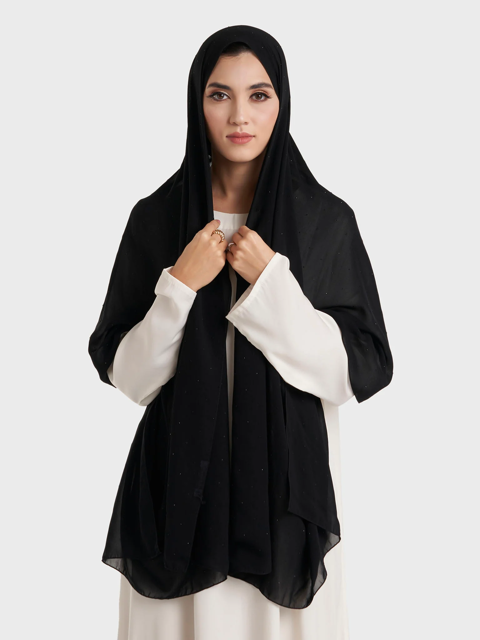 All Over Scattered Stones Chiffon Hijab (KP18146L) - Image 17