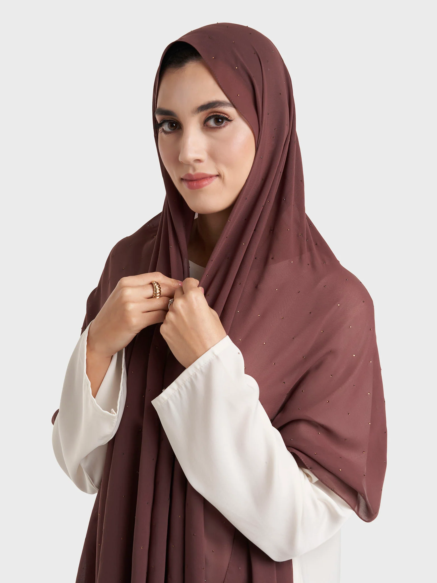 All Over Scattered Stones Chiffon Hijab (KP18146L) - Image 19