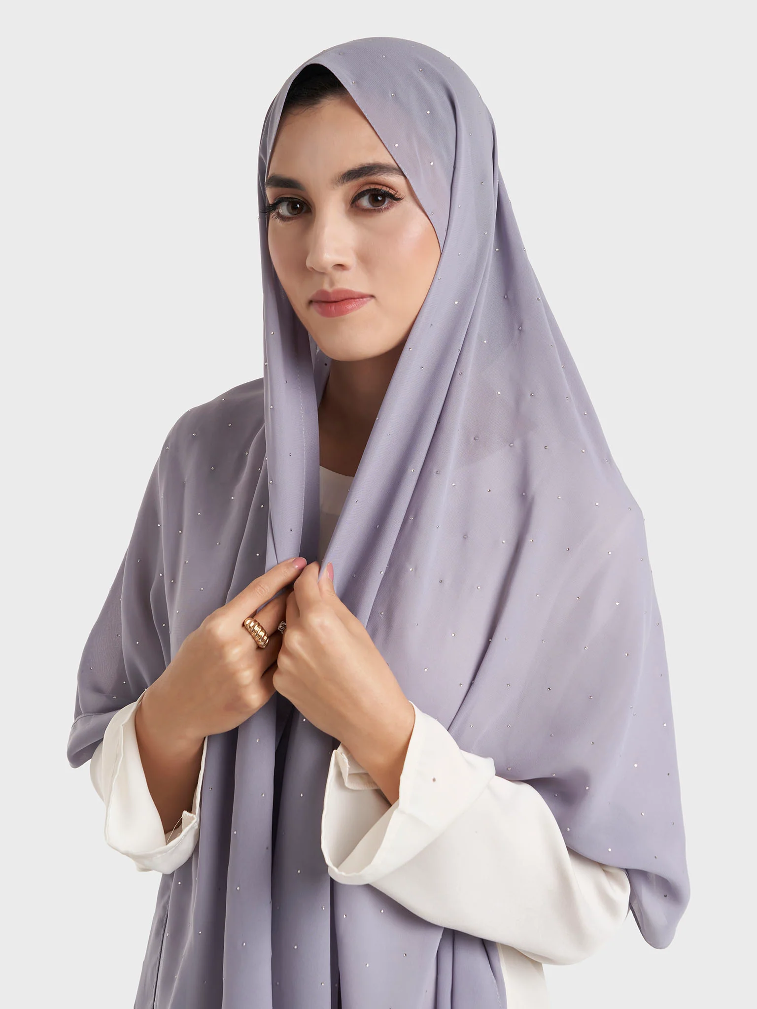 All Over Scattered Stones Chiffon Hijab (KP18146L) - Image 25
