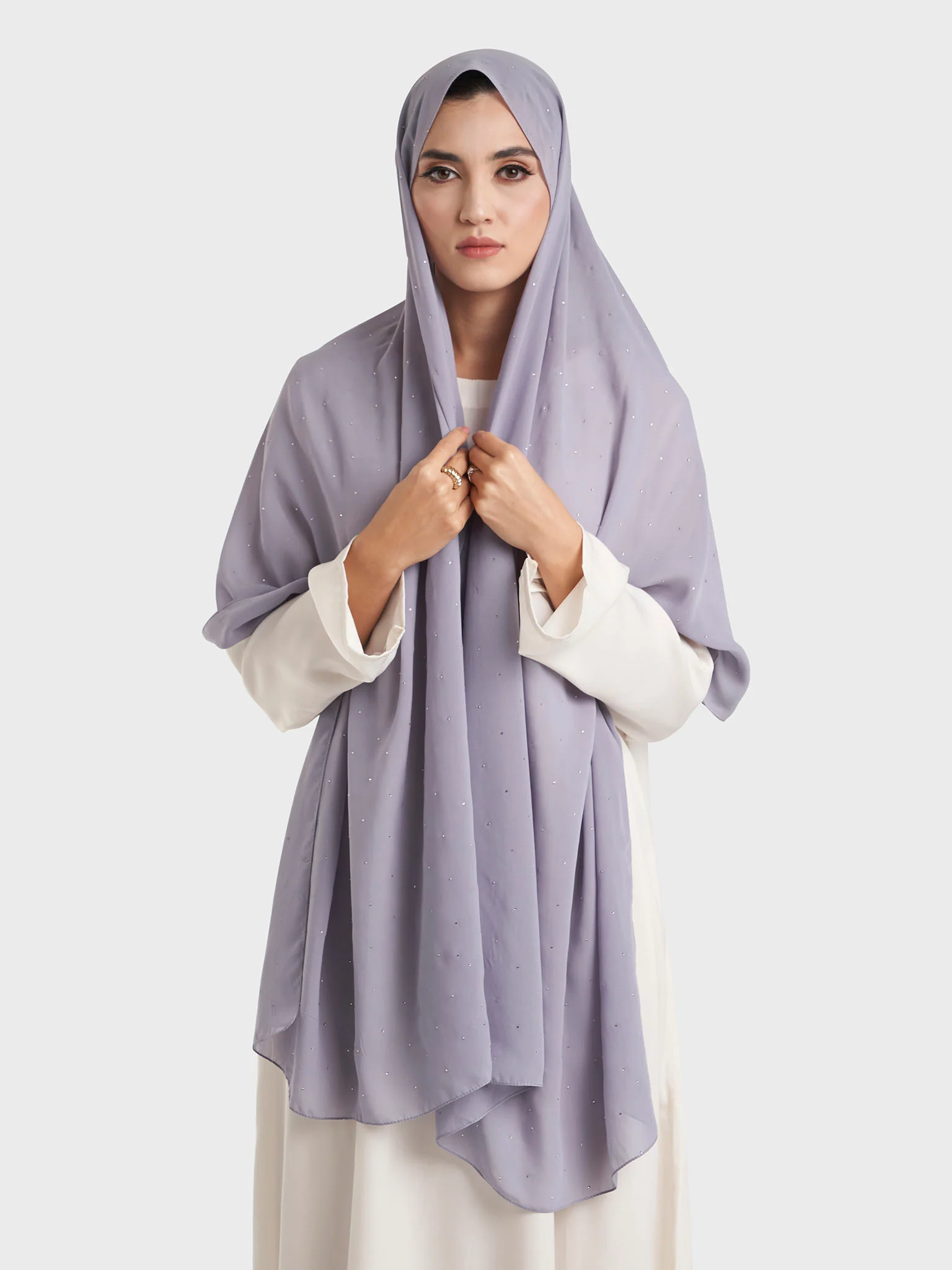 All Over Scattered Stones Chiffon Hijab (KP18146L) - Image 26