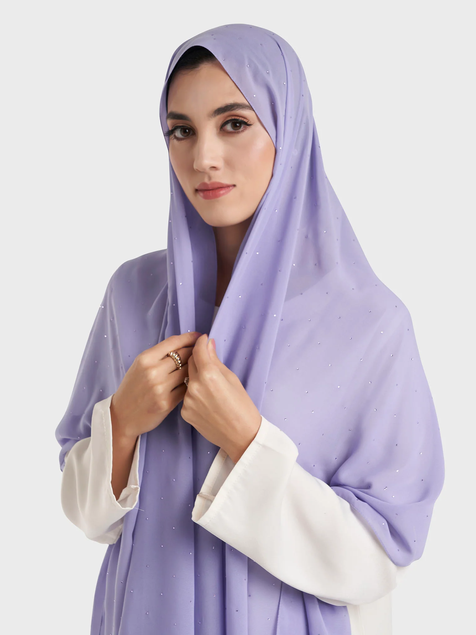 All Over Scattered Stones Chiffon Hijab (KP18146L) - Image 28