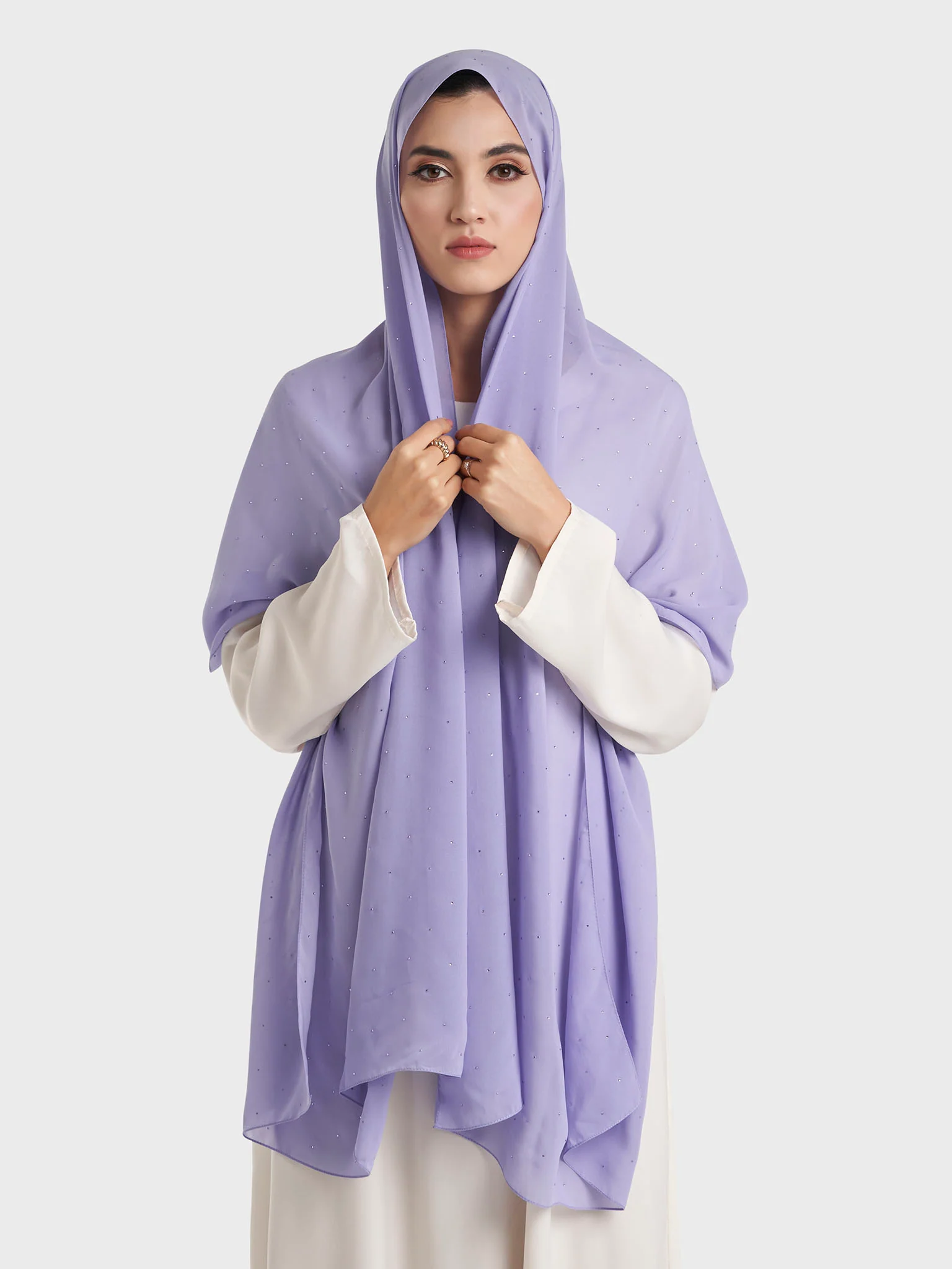 All Over Scattered Stones Chiffon Hijab (KP18146L) - Image 29