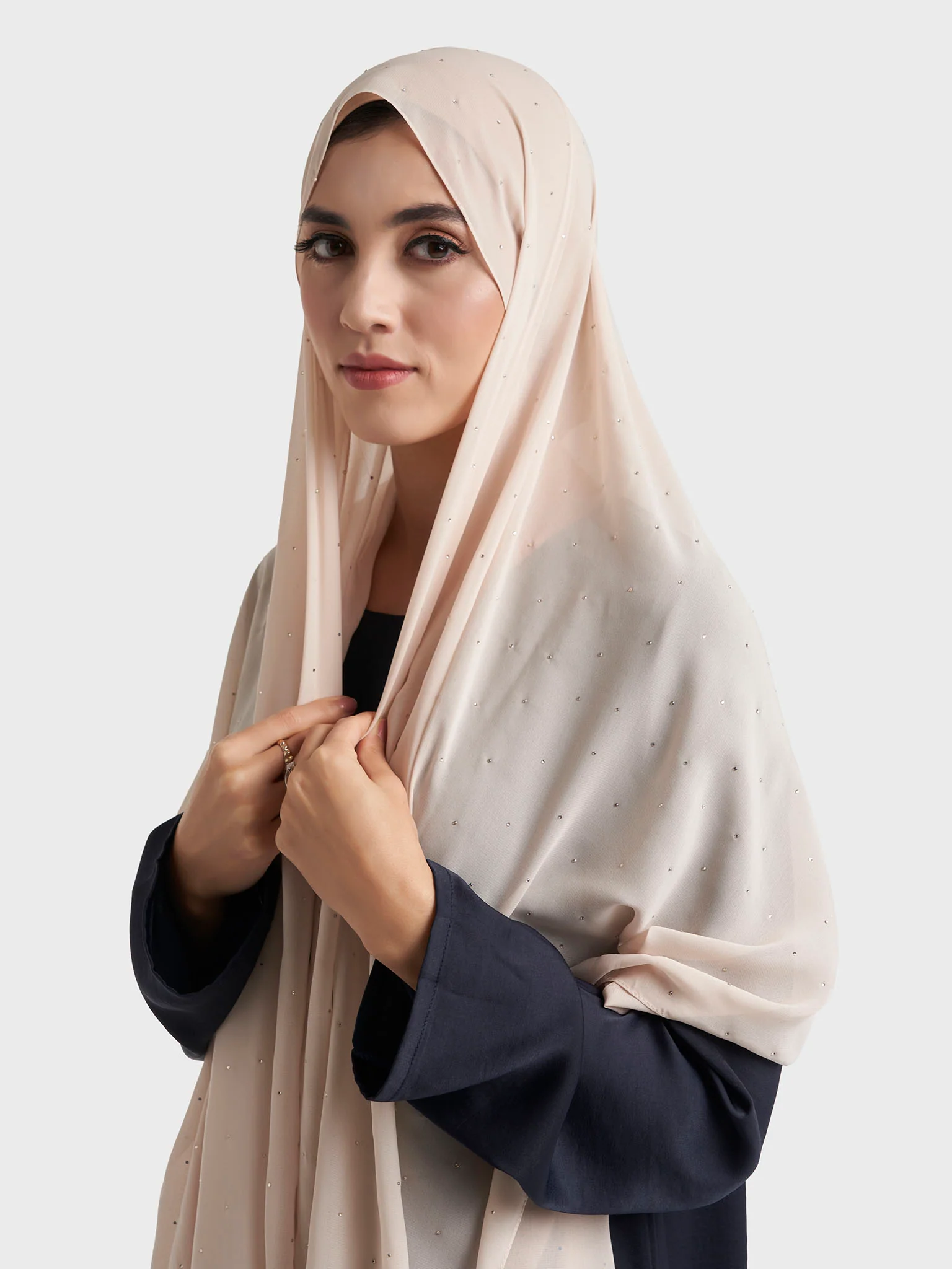 All Over Scattered Stones Chiffon Hijab (KP18146L) - Image 31