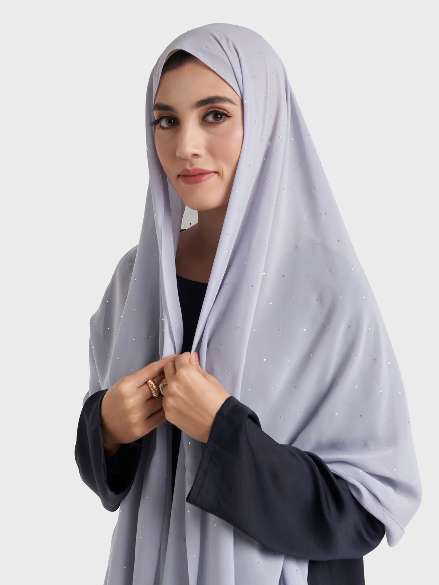 All Over Scattered Stones Chiffon Hijab (KP18146L) - Image 34