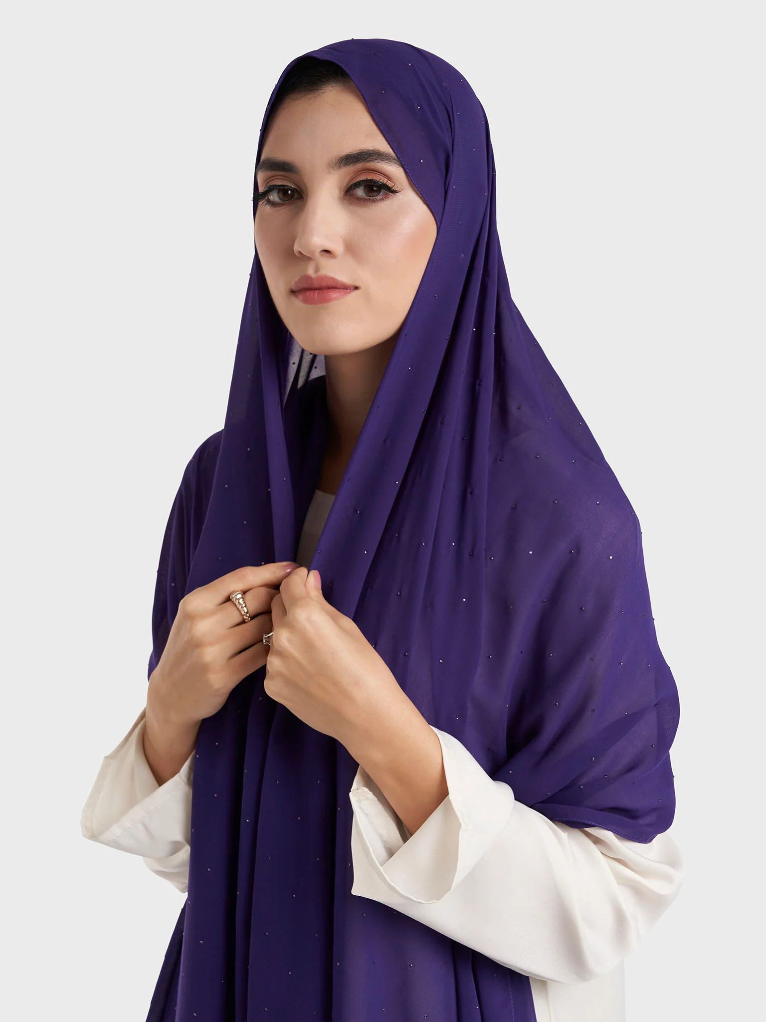 All Over Scattered Stones Chiffon Hijab (KP18146L) - Image 4