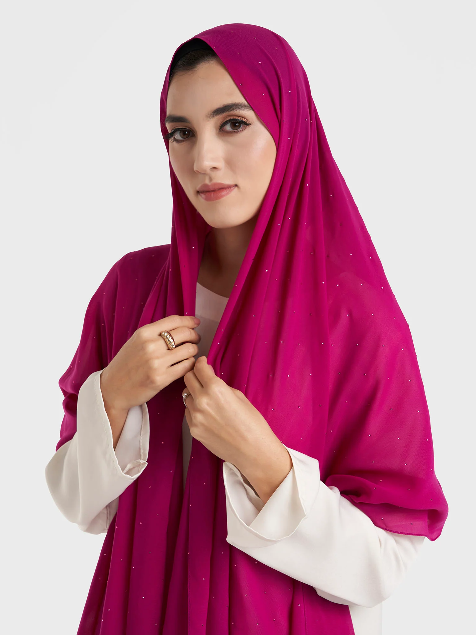 All Over Scattered Stones Chiffon Hijab (KP18146L) - Image 40