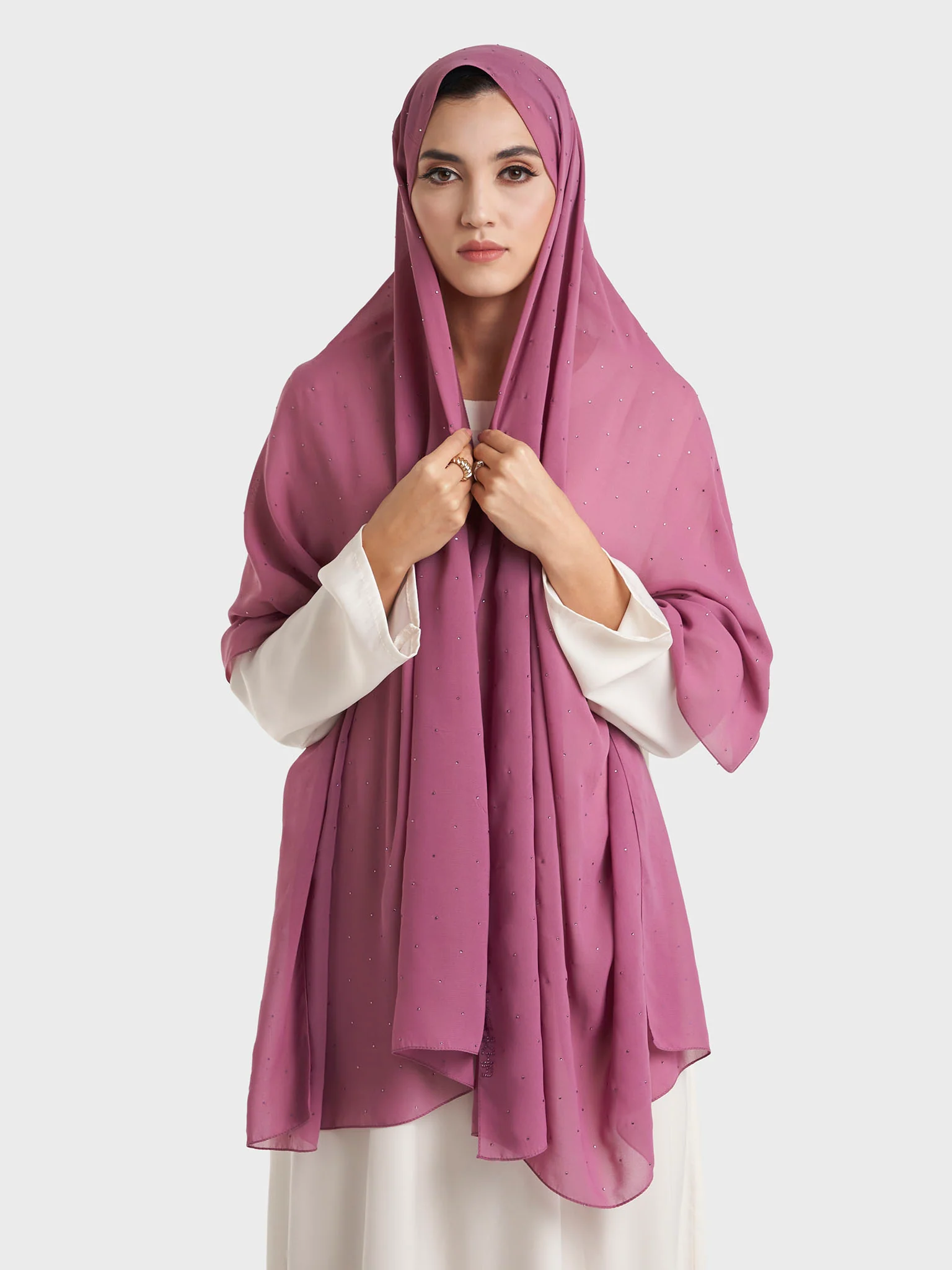 All Over Scattered Stones Chiffon Hijab (KP18146L) - Image 43