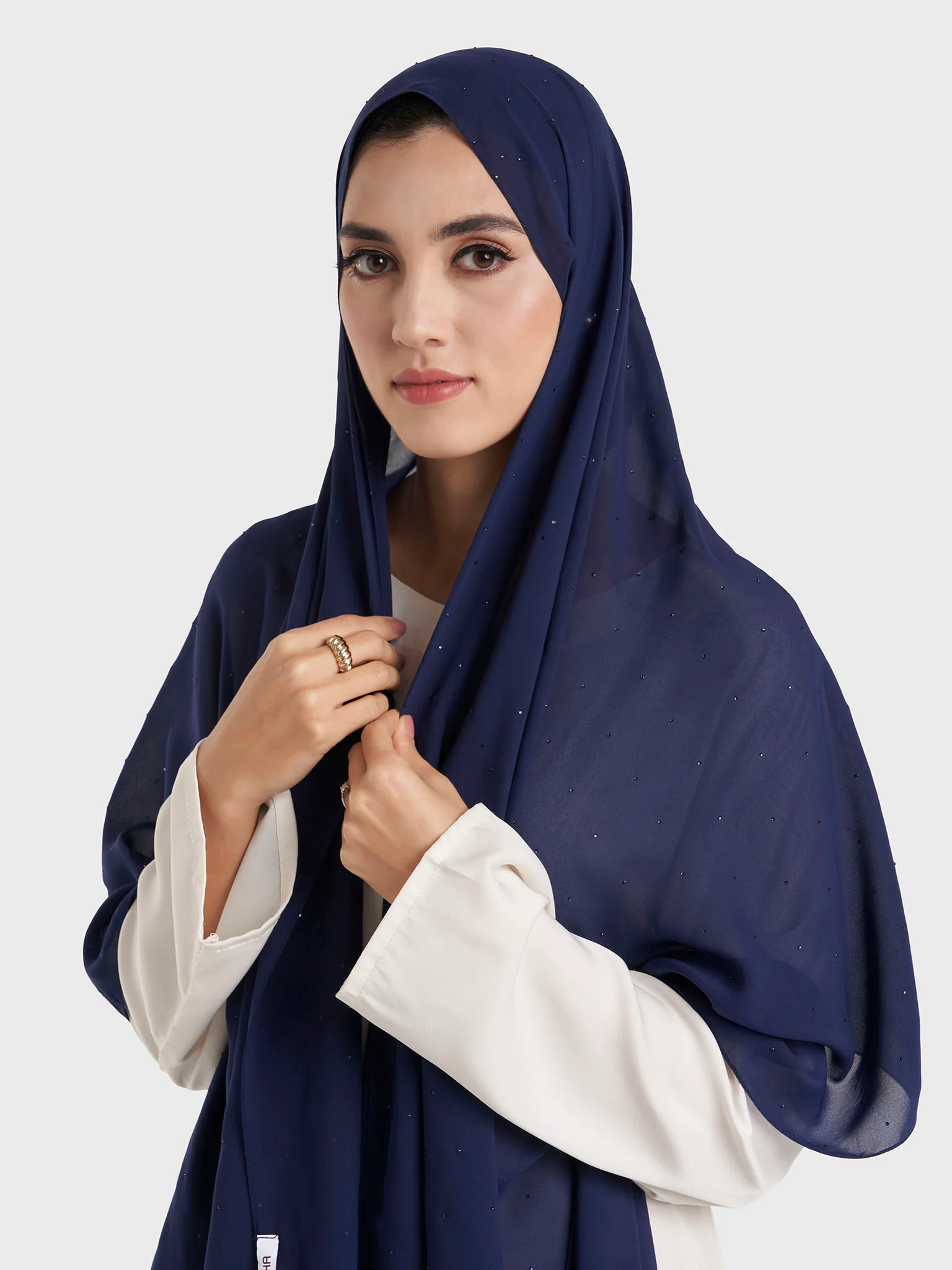 All Over Scattered Stones Chiffon Hijab (KP18146L) - Image 46