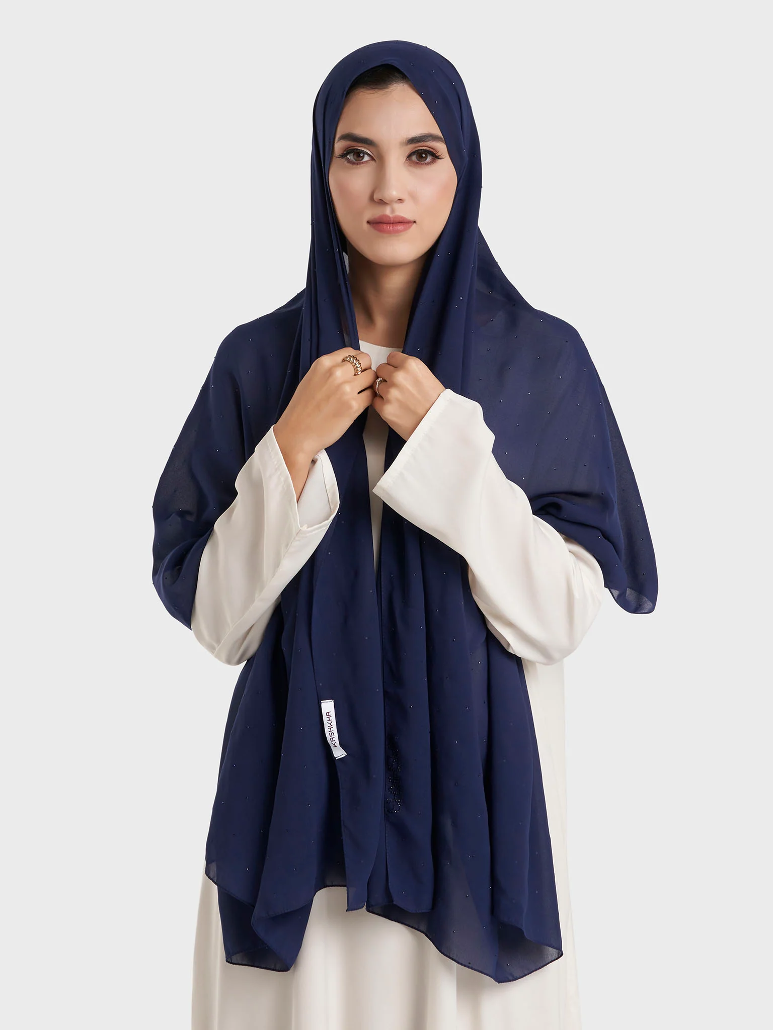 All Over Scattered Stones Chiffon Hijab (KP18146L) - Image 47