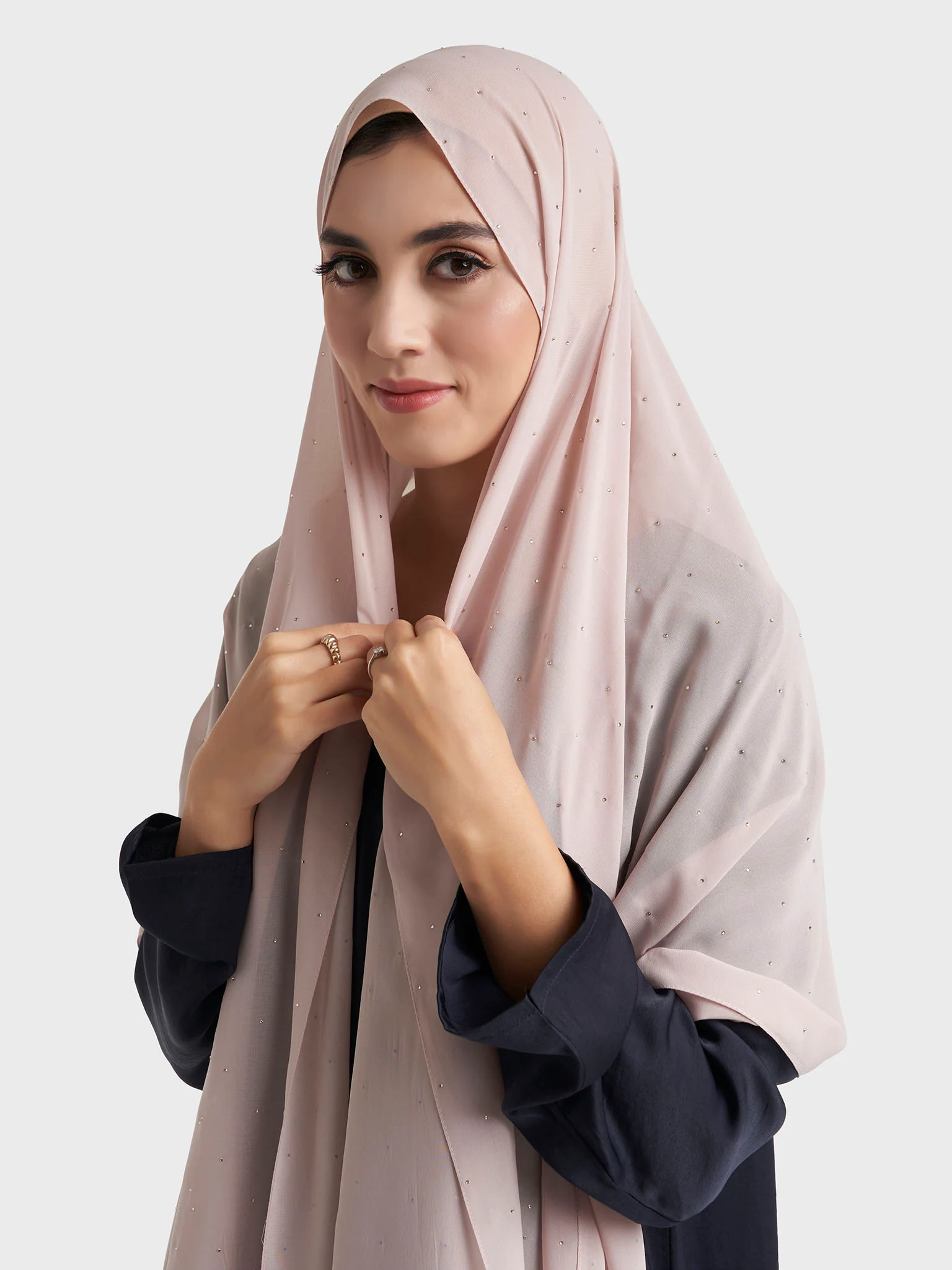 All Over Scattered Stones Chiffon Hijab (KP18146L) - Image 49