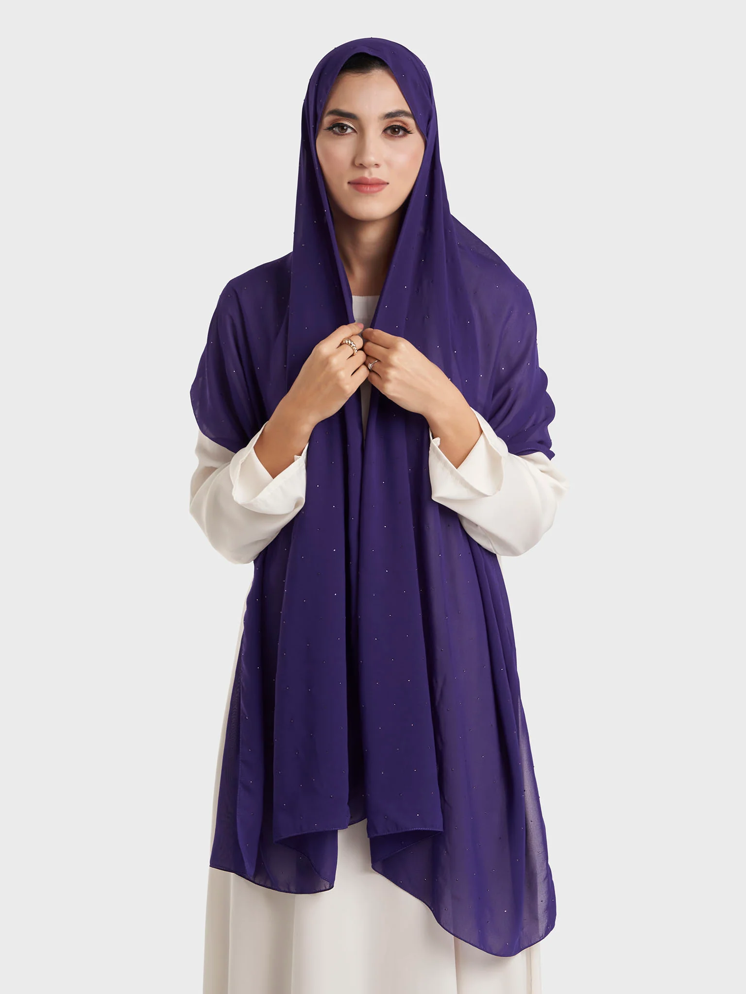 All Over Scattered Stones Chiffon Hijab (KP18146L) - Image 5