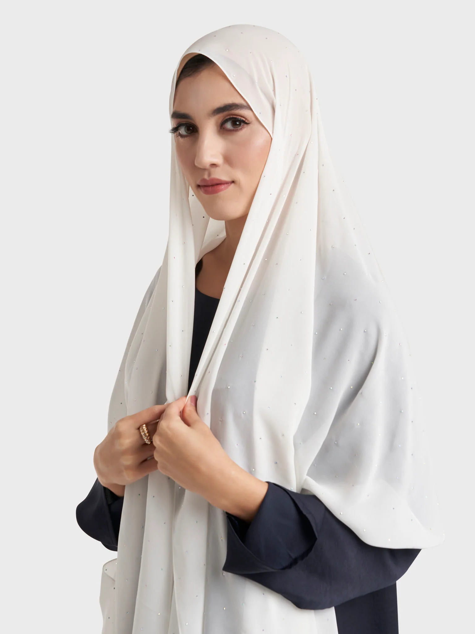 All Over Scattered Stones Chiffon Hijab (KP18146L) - Image 52