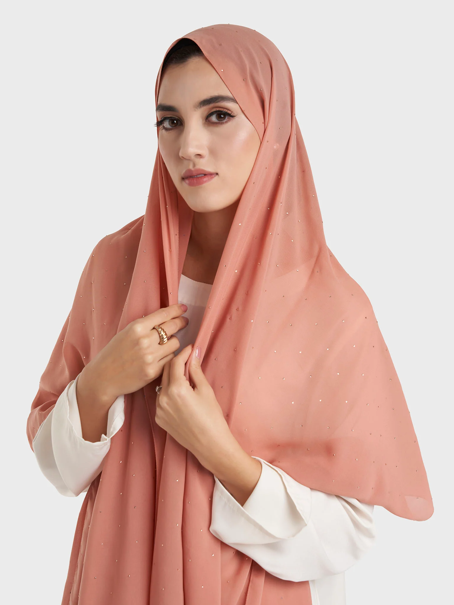 All Over Scattered Stones Chiffon Hijab (KP18146L) - Image 55