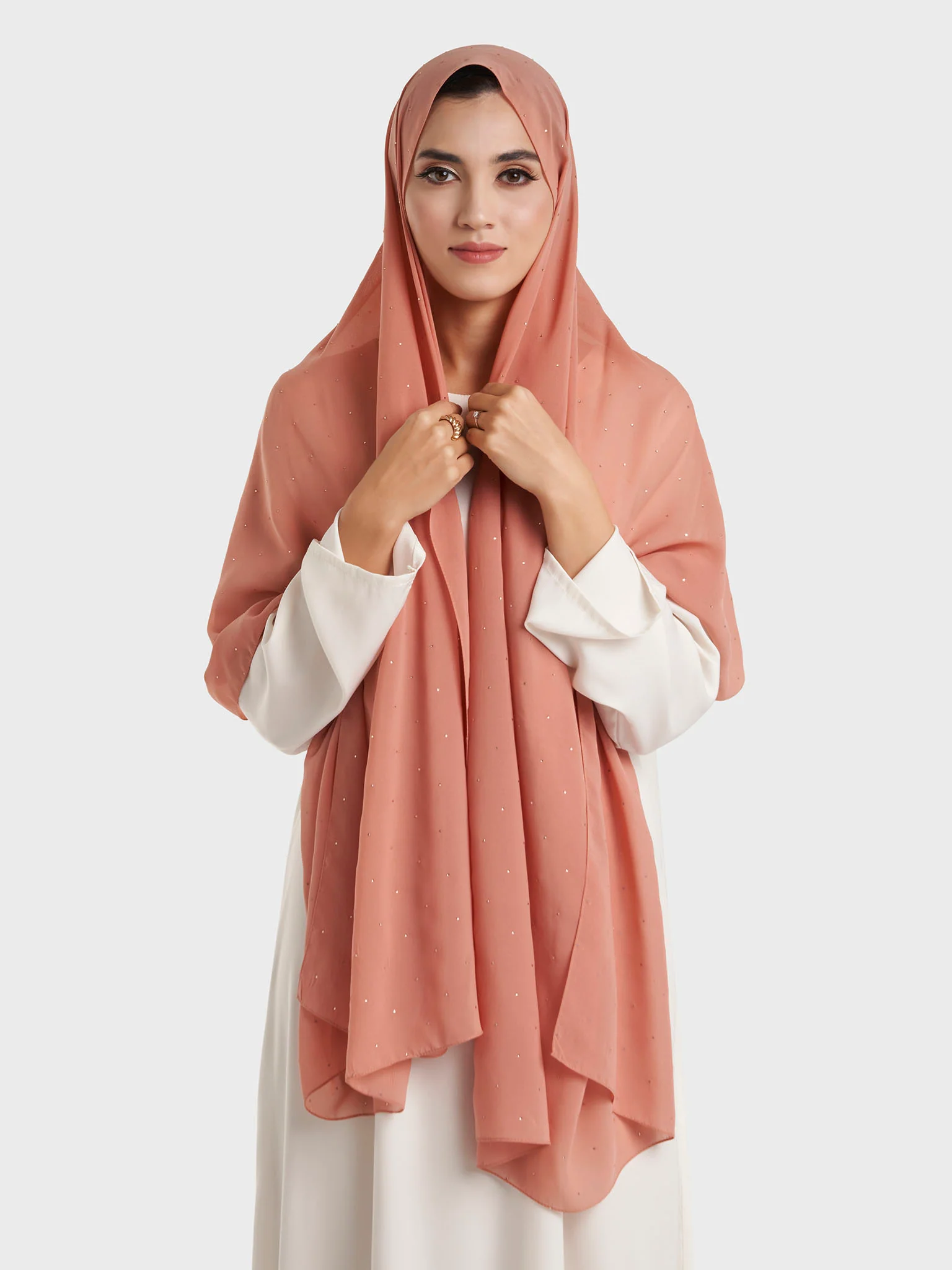 All Over Scattered Stones Chiffon Hijab (KP18146L) - Image 56