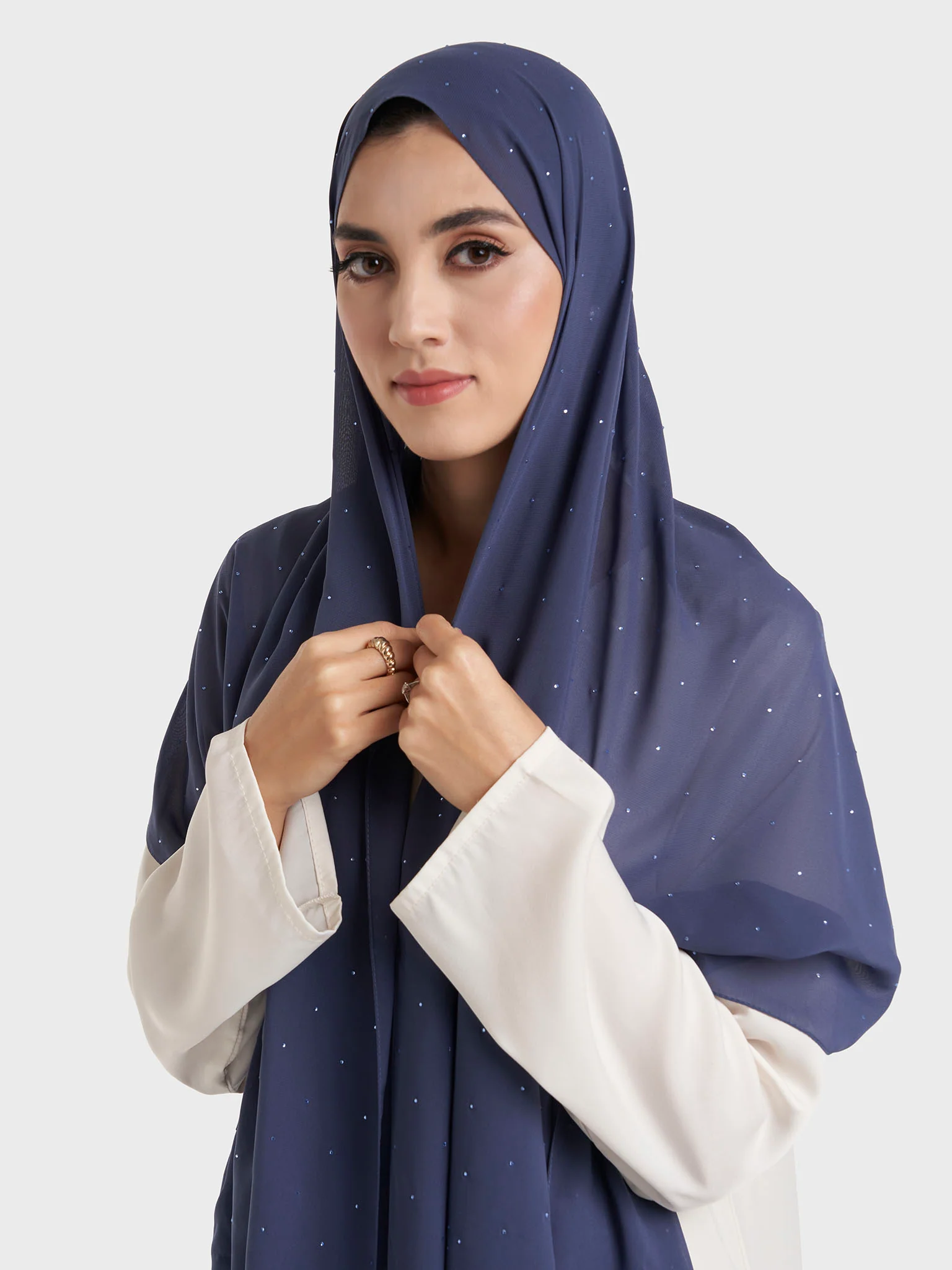 All Over Scattered Stones Chiffon Hijab (KP18146L) - Image 7