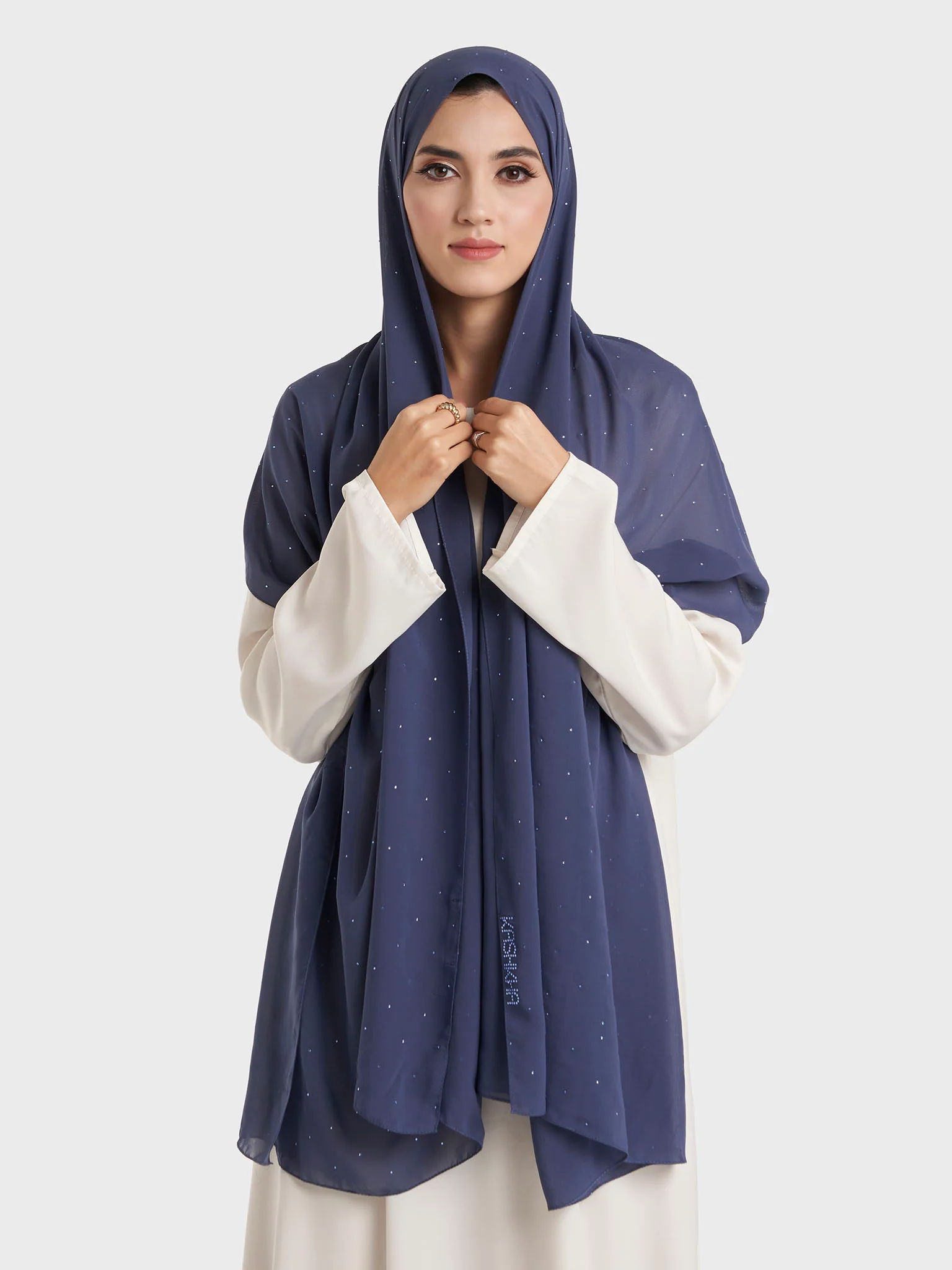 All Over Scattered Stones Chiffon Hijab (KP18146L) - Image 8