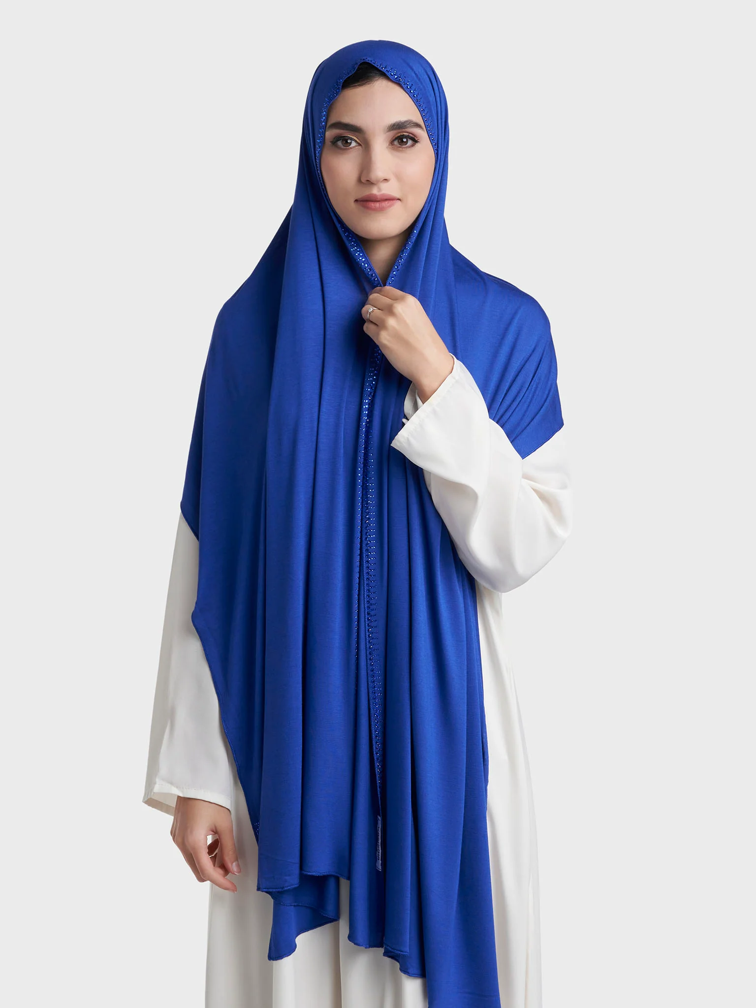 Plain Jersey Hijab with Crown Stone Line Border (KP18160L) - Image 104
