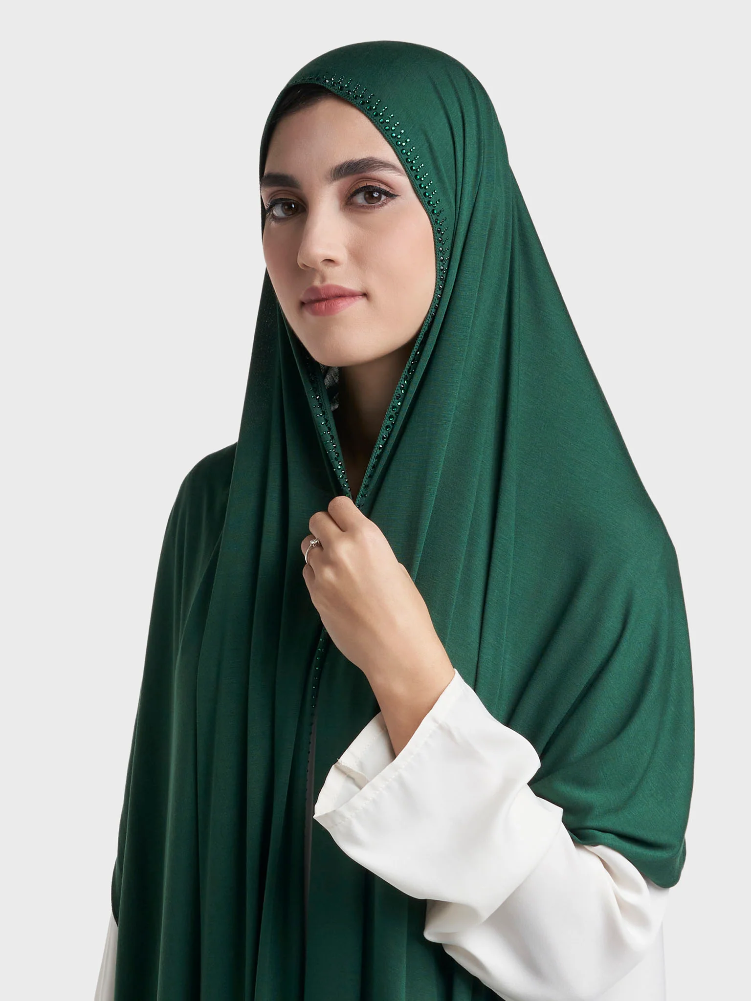 Plain Jersey Hijab with Crown Stone Line Border (KP18160L) - Image 37