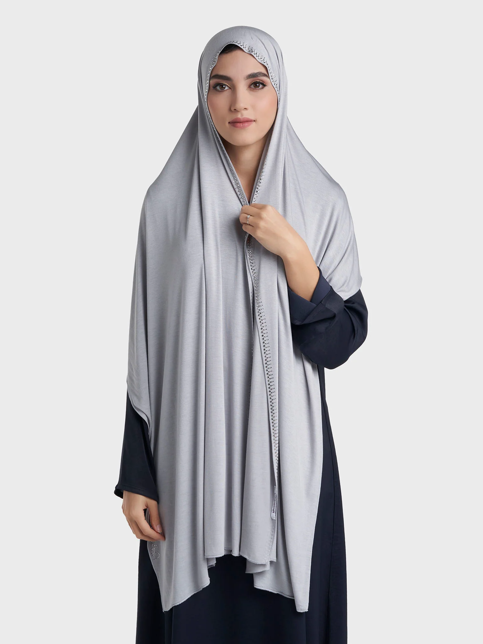 Plain Jersey Hijab with Crown Stone Line Border (KP18160L) - Image 65