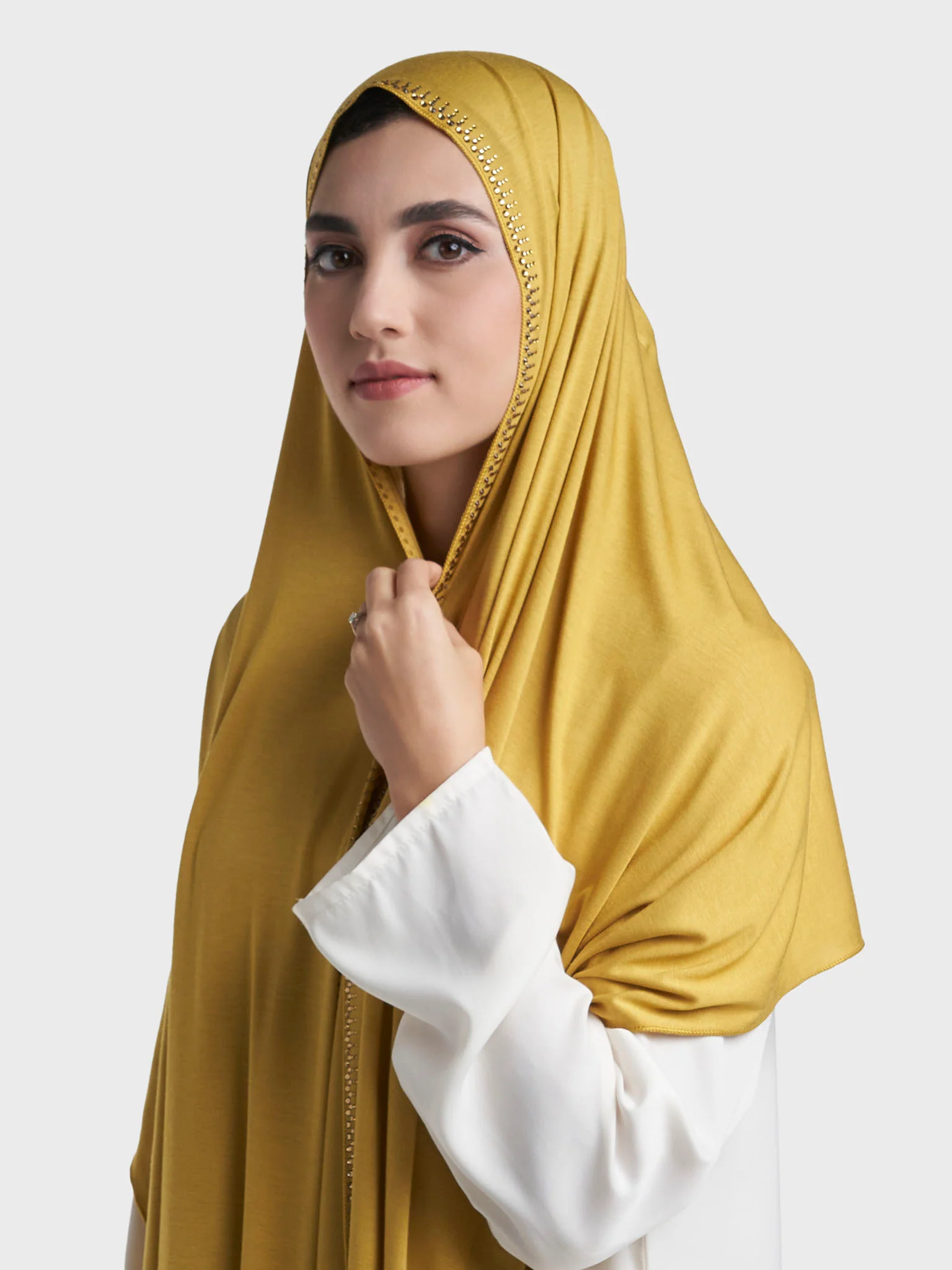 Plain Jersey Hijab with Crown Stone Line Border (KP18160L) - Image 76