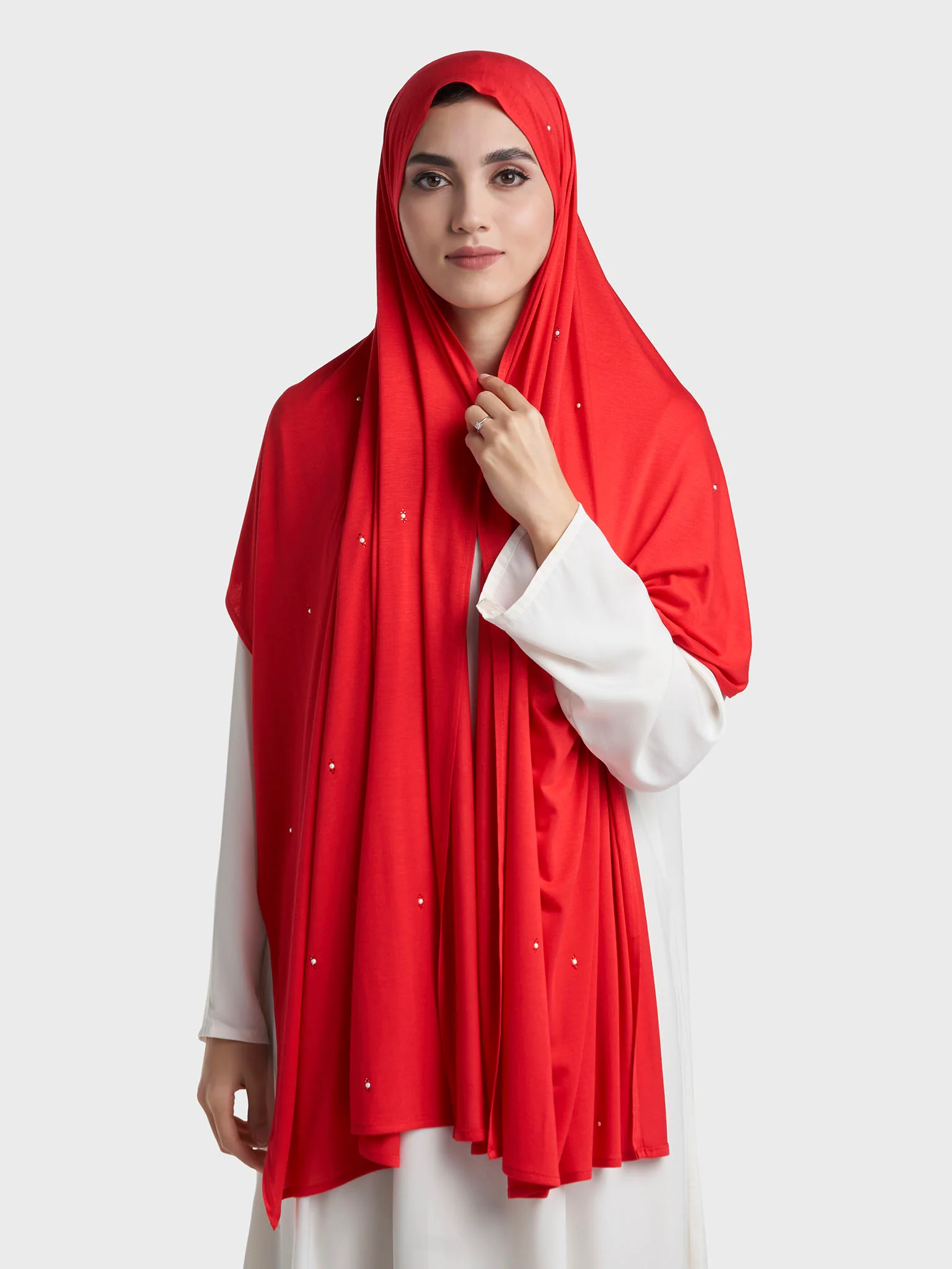 Rayon Jersey Hijab with Stone and Pearl Motif (KP18193L) - Image 100