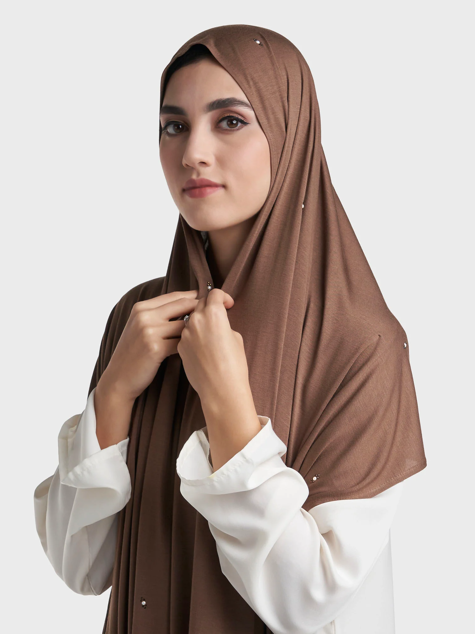 Rayon Jersey Hijab with Stone and Pearl Motif (KP18193L) - Image 13