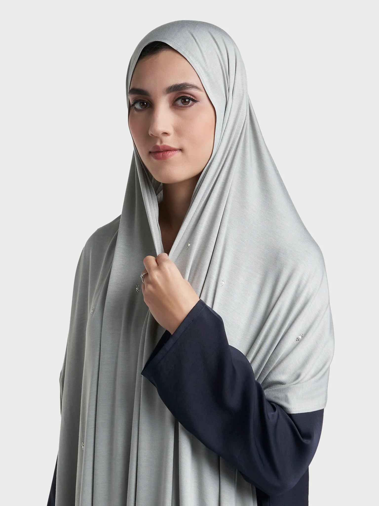 Rayon Jersey Hijab with Stone and Pearl Motif (KP18193L) - Image 15