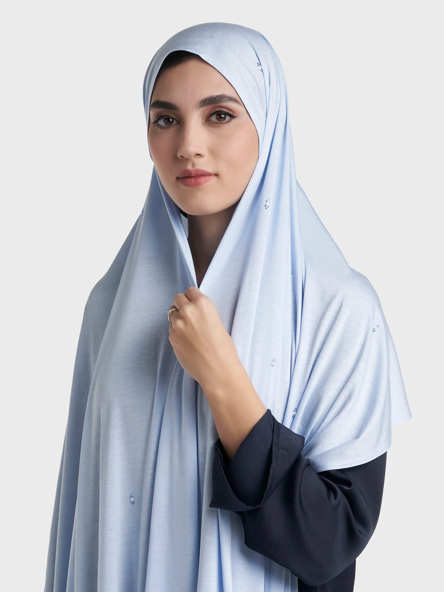 Rayon Jersey Hijab with Stone and Pearl Motif (KP18193L) - Image 16
