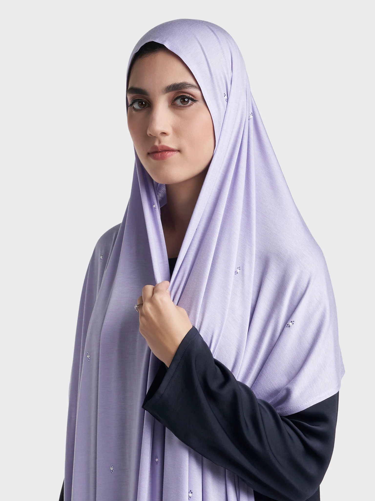 Rayon Jersey Hijab with Stone and Pearl Motif (KP18193L) - Image 22
