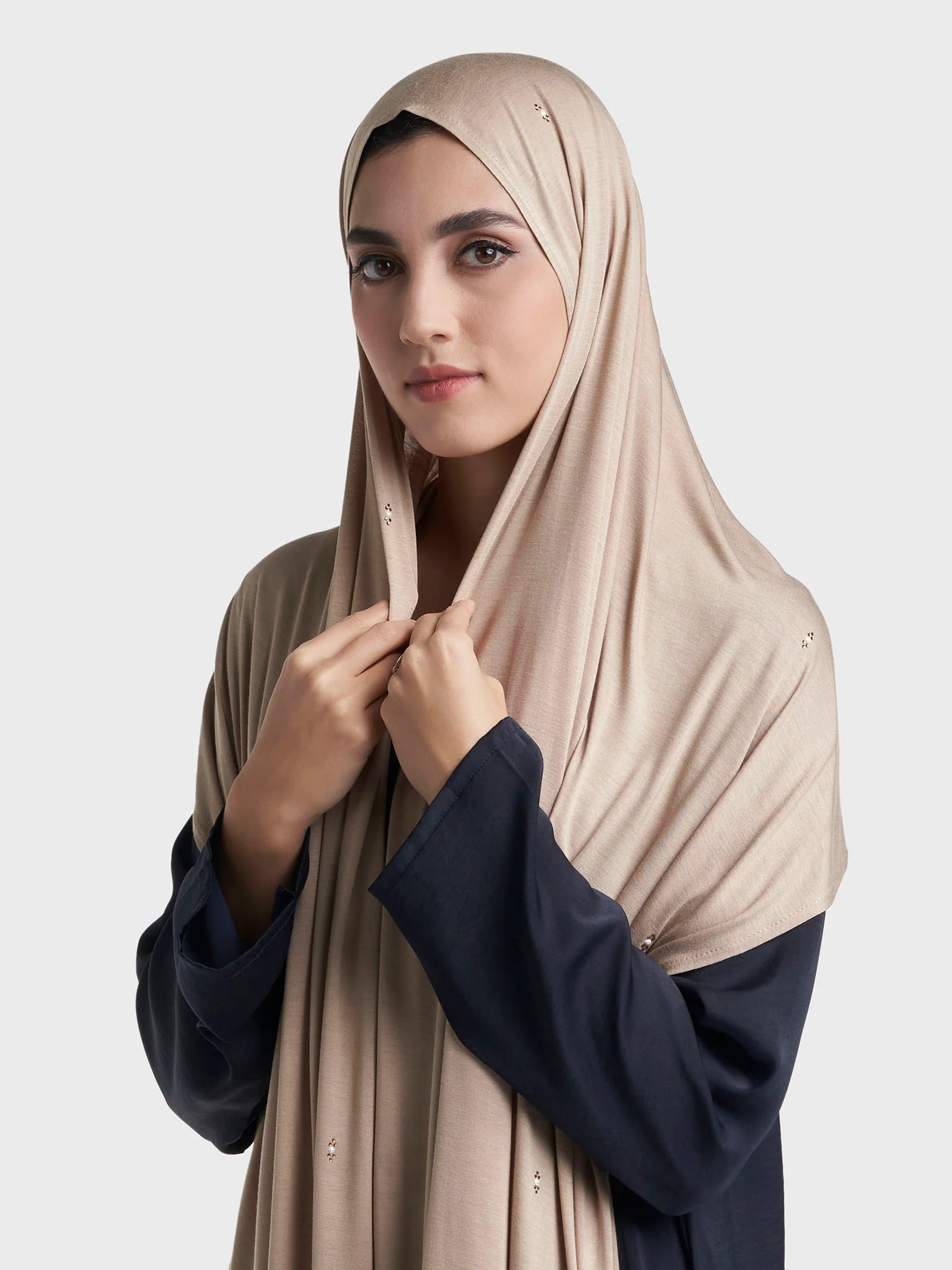 Rayon Jersey Hijab with Stone and Pearl Motif (KP18193L) - Image 27