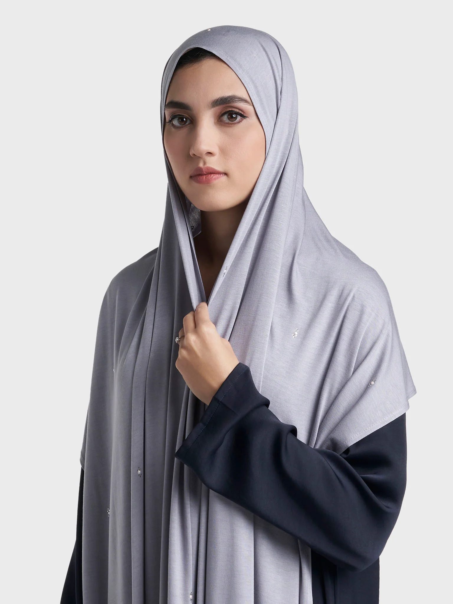 Rayon Jersey Hijab with Stone and Pearl Motif (KP18193L) - Image 3