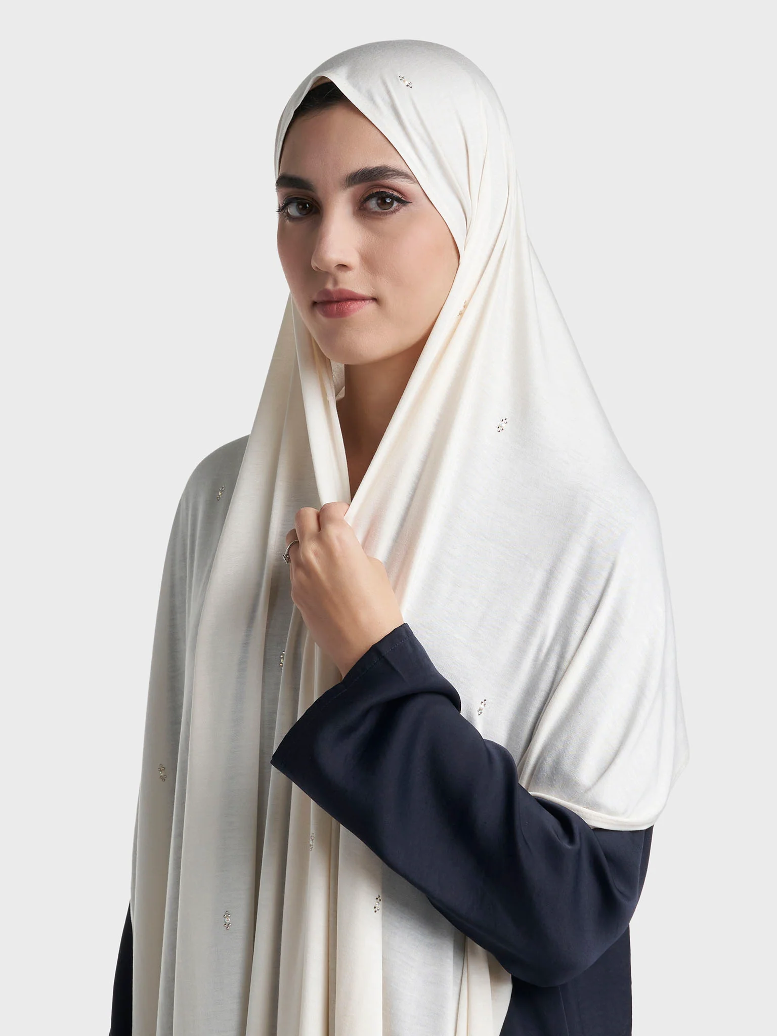 Rayon Jersey Hijab with Stone and Pearl Motif (KP18193L) - Image 30