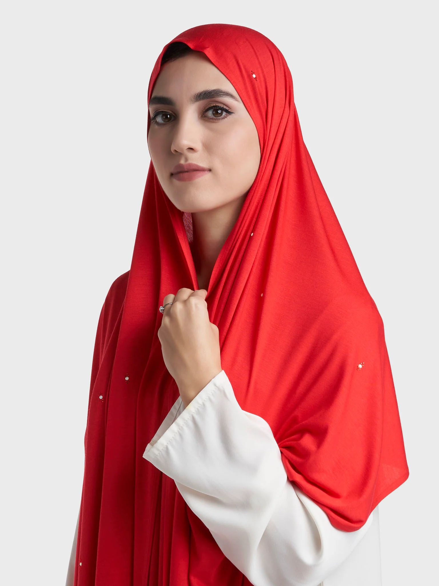 Rayon Jersey Hijab with Stone and Pearl Motif (KP18193L) - Image 33