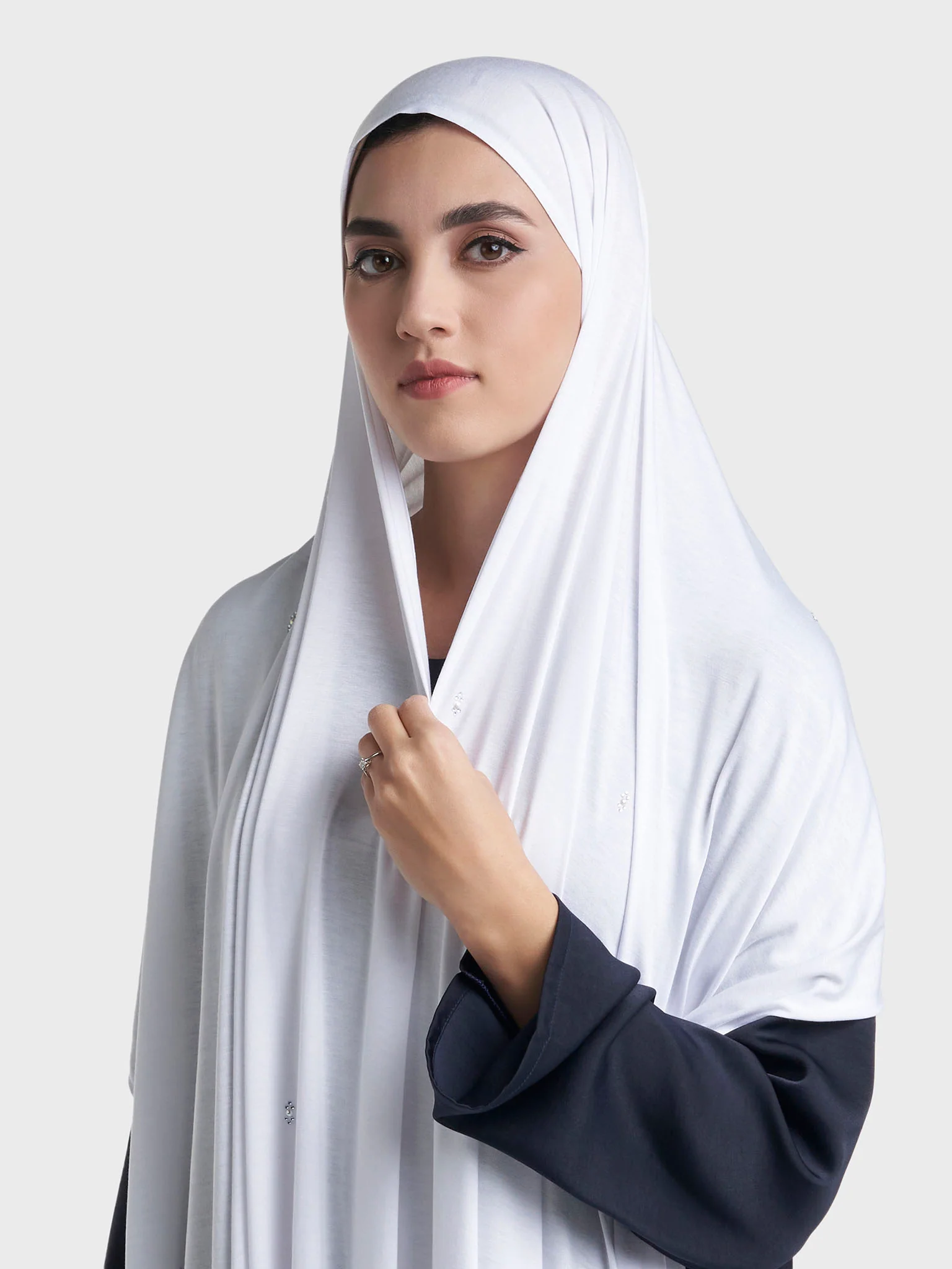 Rayon Jersey Hijab with Stone and Pearl Motif (KP18193L) - Image 34