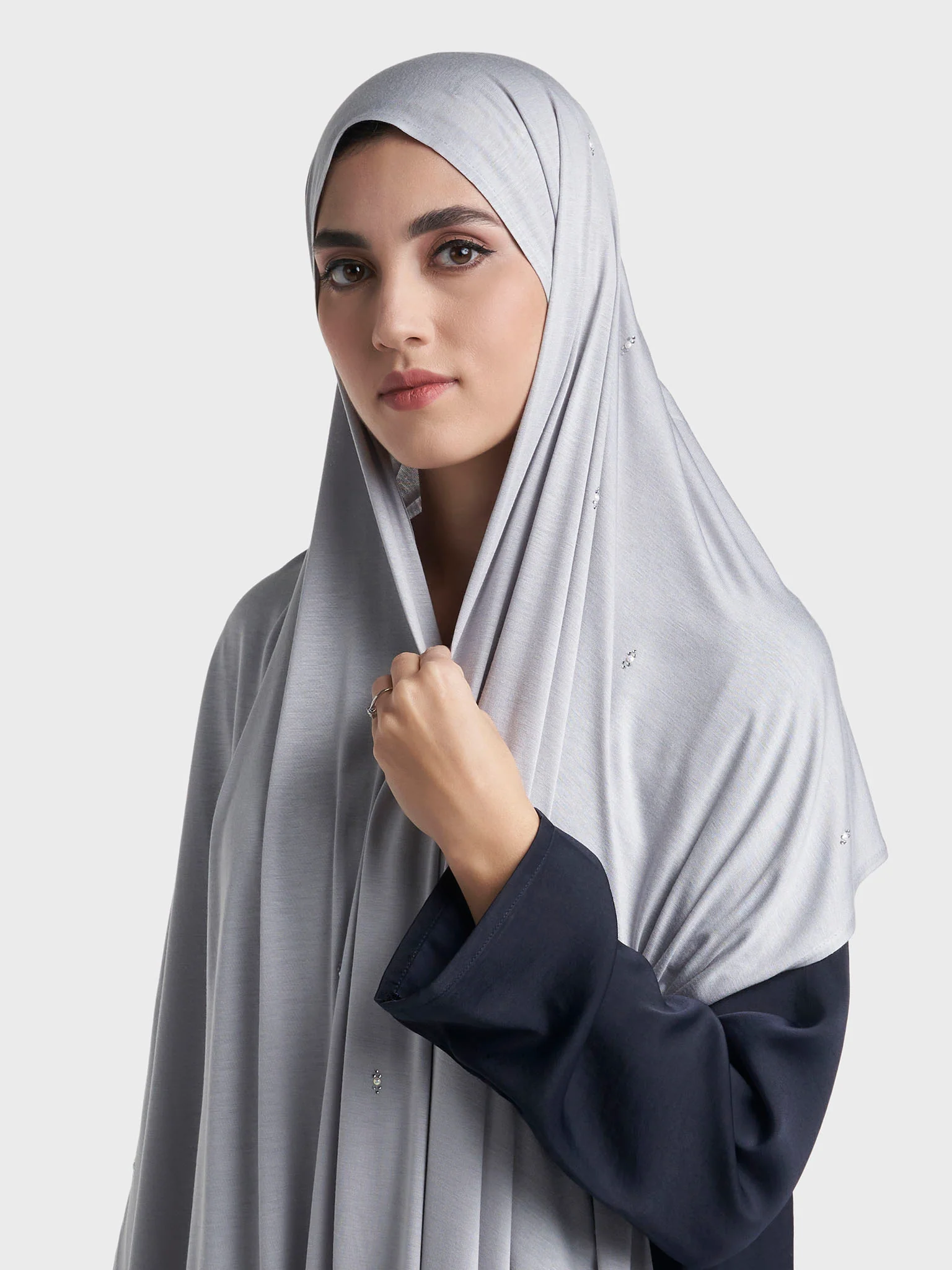 Rayon Jersey Hijab with Stone and Pearl Motif (KP18193L) - Image 35