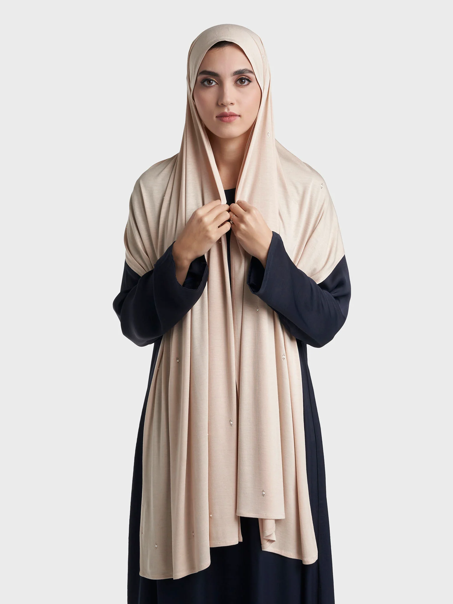 Rayon Jersey Hijab with Stone and Pearl Motif (KP18193L) - Image 42