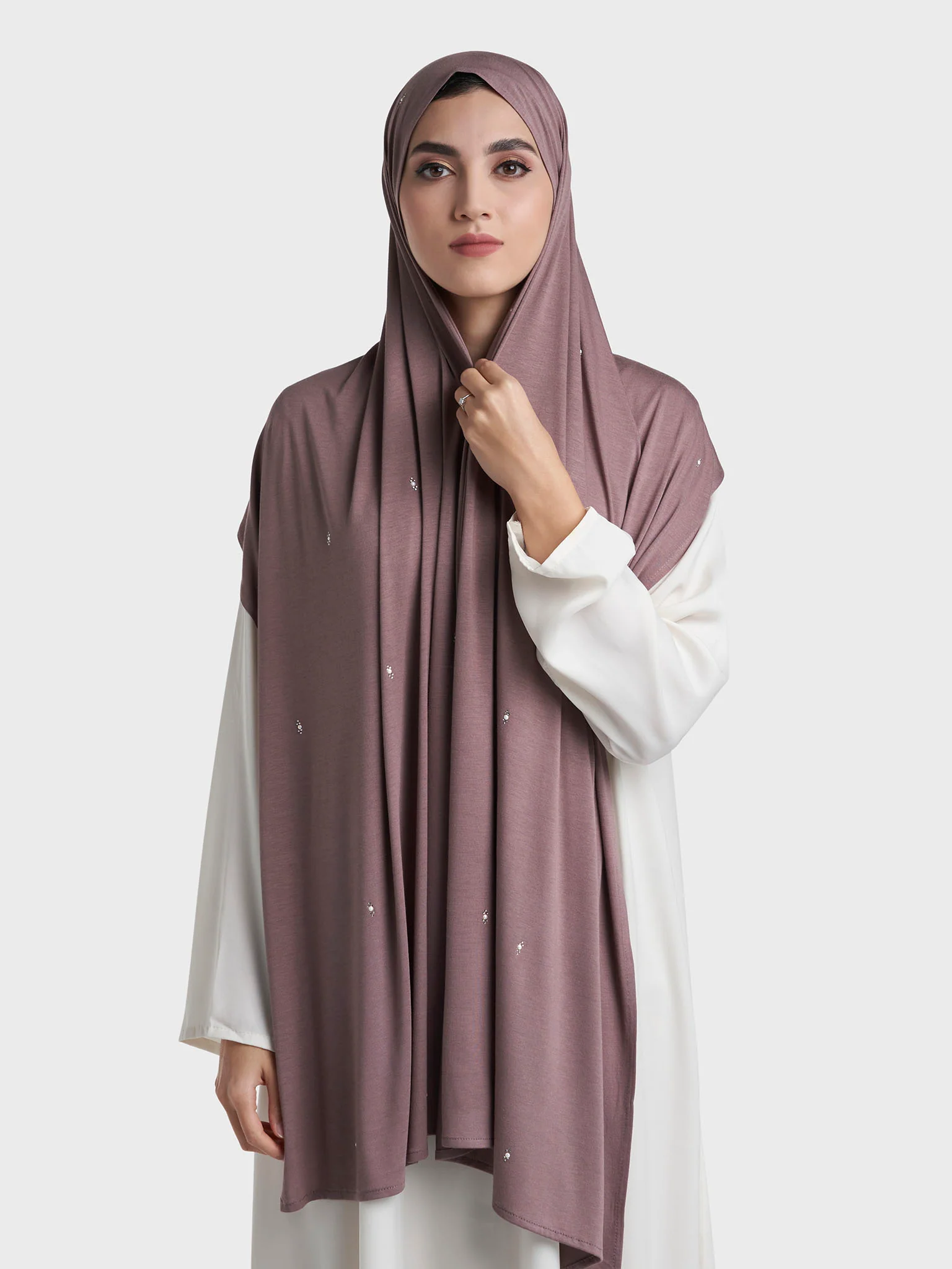 Rayon Jersey Hijab with Stone and Pearl Motif (KP18193L) - Image 46