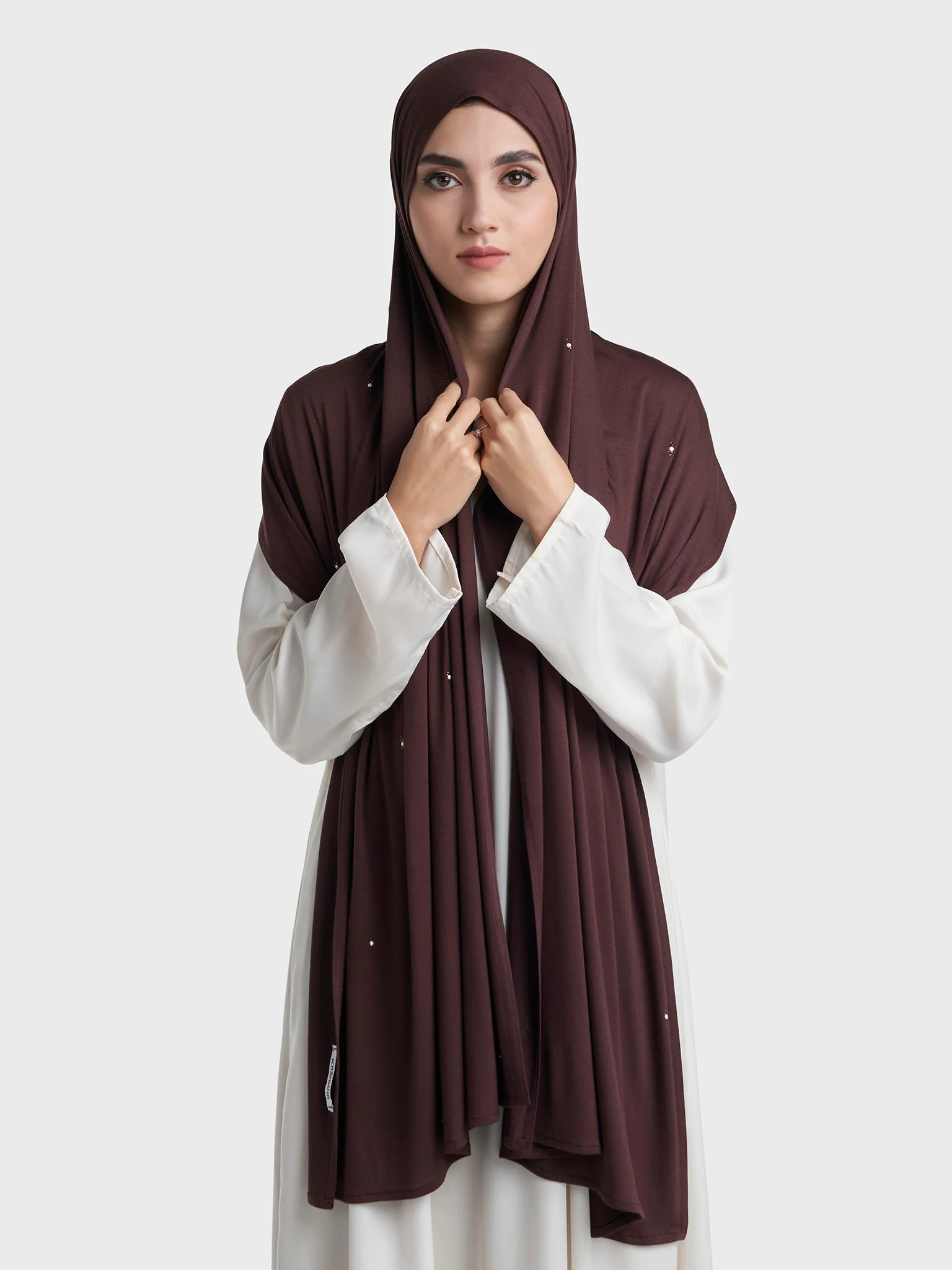 Rayon Jersey Hijab with Stone and Pearl Motif (KP18193L) - Image 52