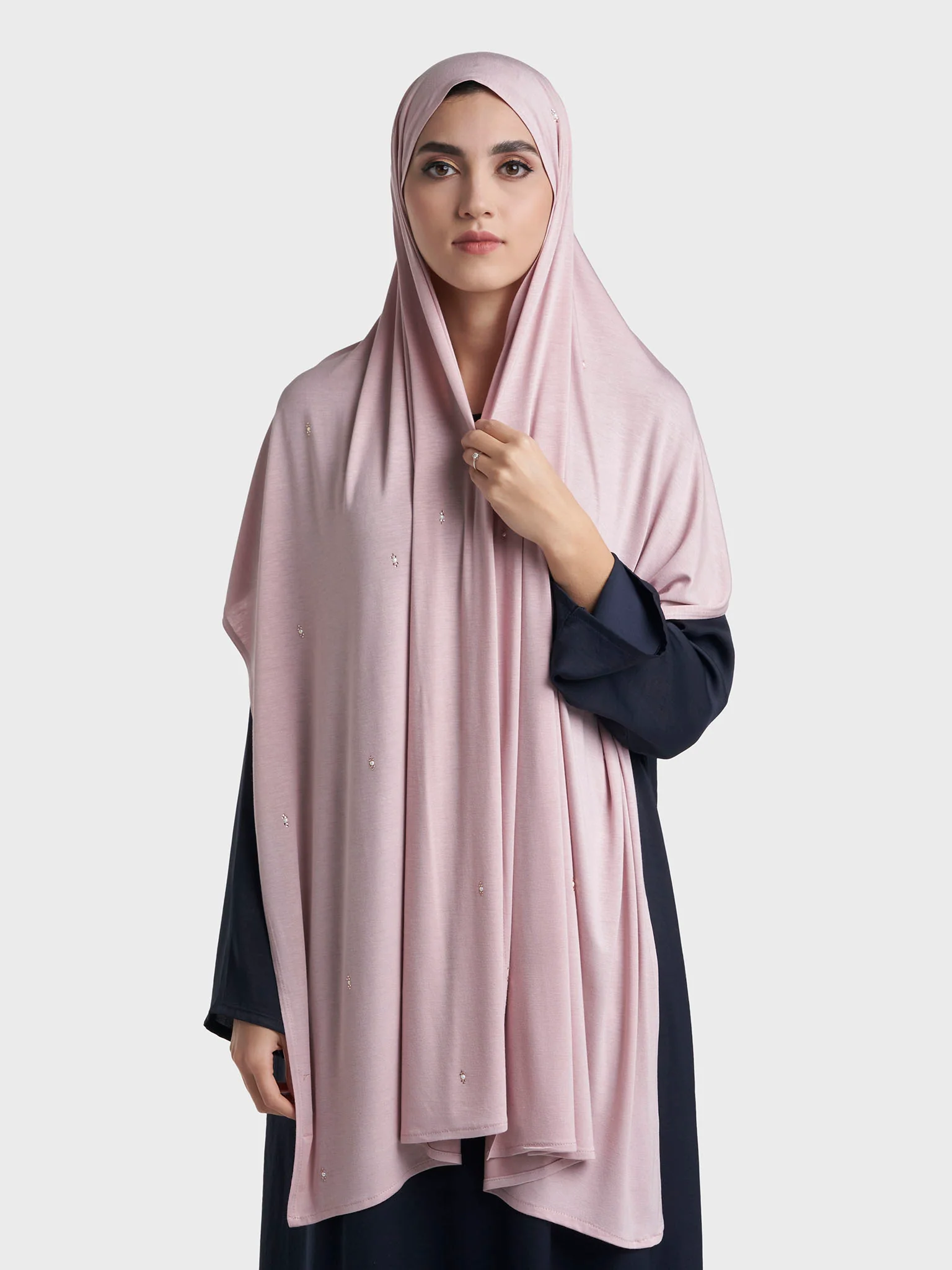 Rayon Jersey Hijab with Stone and Pearl Motif (KP18193L) - Image 58