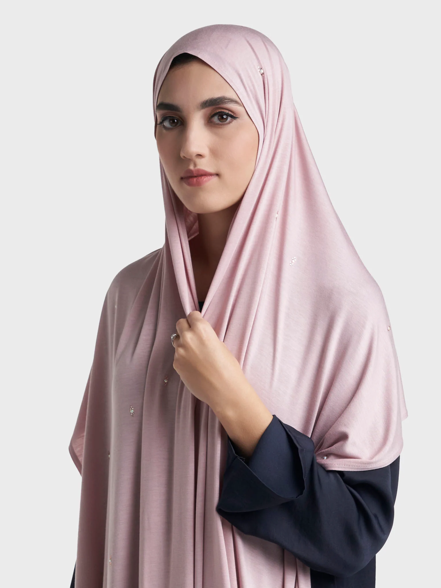 Rayon Jersey Hijab with Stone and Pearl Motif (KP18193L) - Image 6