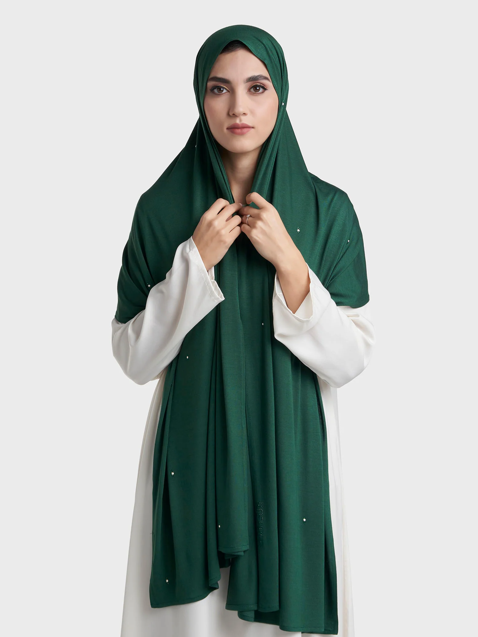 Rayon Jersey Hijab with Stone and Pearl Motif (KP18193L) - Image 60