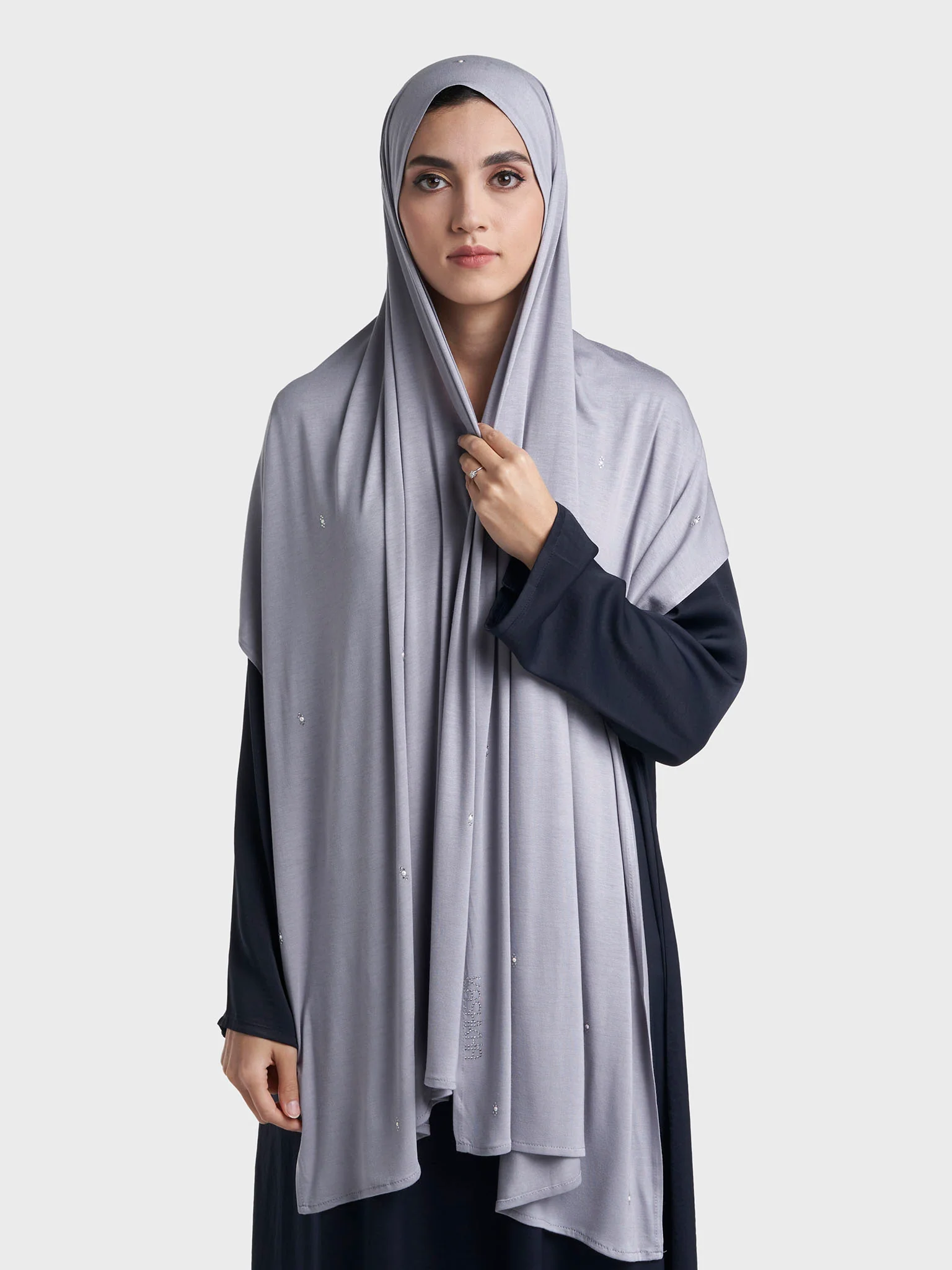 Rayon Jersey Hijab with Stone and Pearl Motif (KP18193L) - Image 64