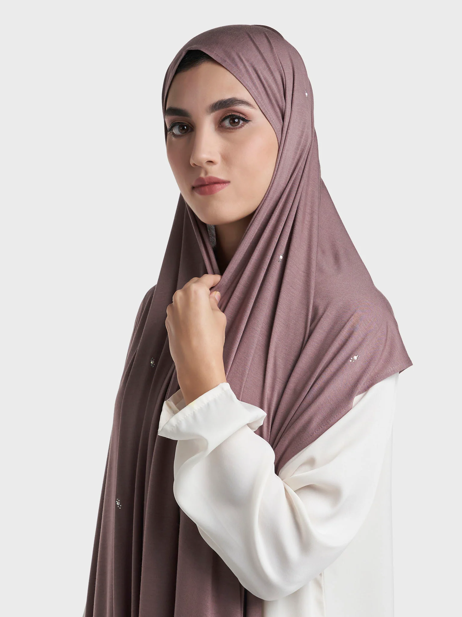 Rayon Jersey Hijab with Stone and Pearl Motif (KP18193L) - Image 7