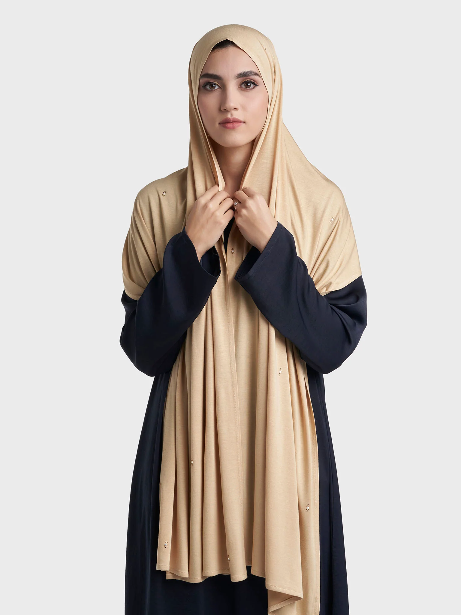 Rayon Jersey Hijab with Stone and Pearl Motif (KP18193L) - Image 70