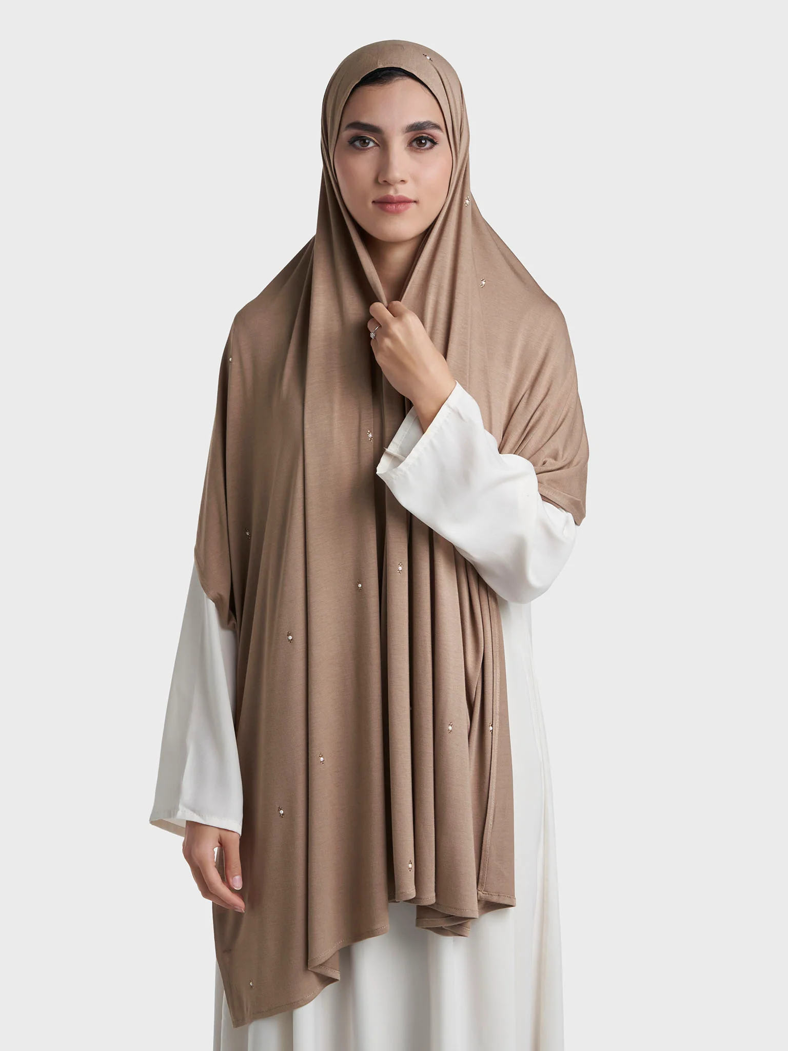 Rayon Jersey Hijab with Stone and Pearl Motif (KP18193L) - Image 74