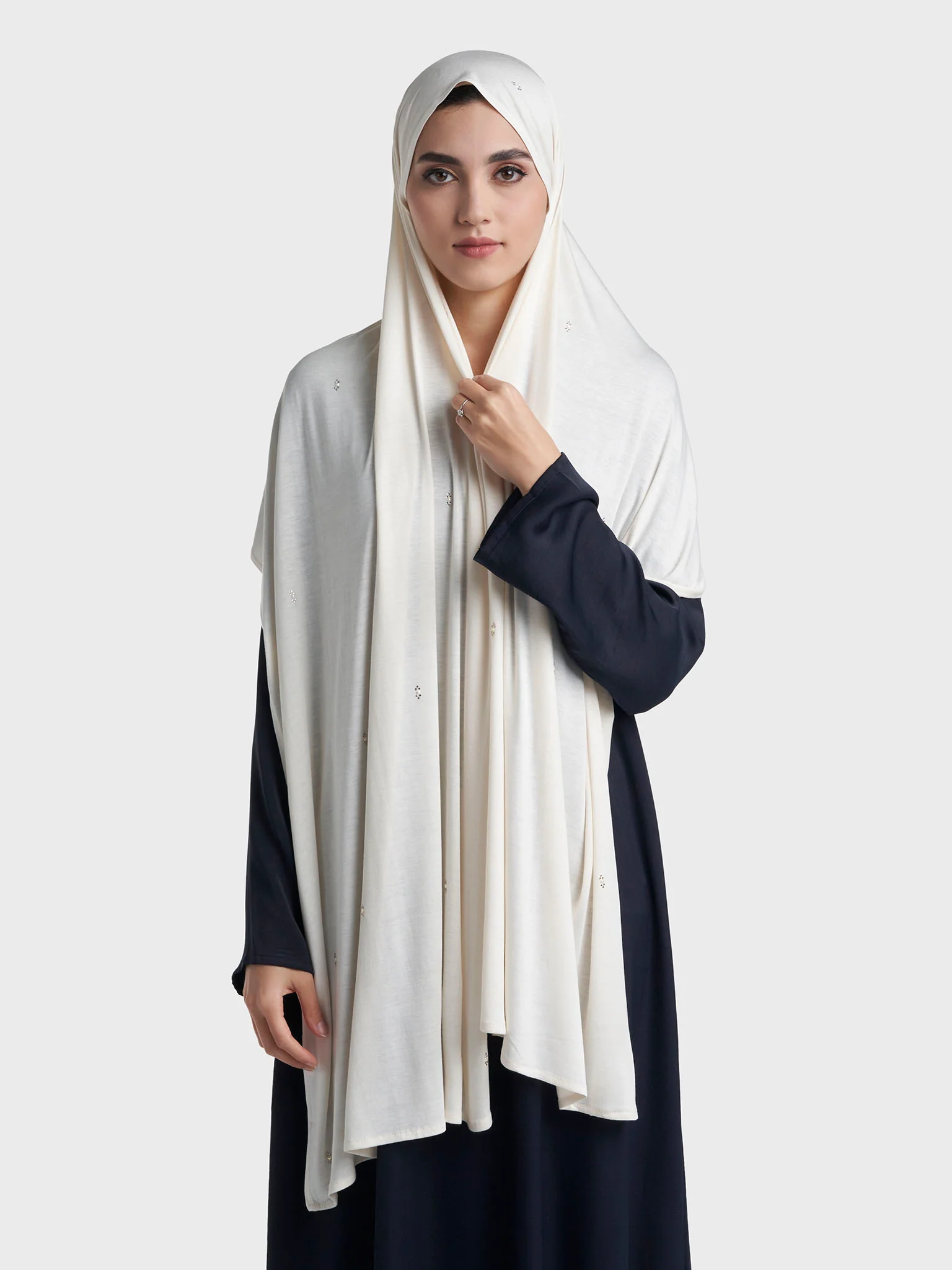 Rayon Jersey Hijab with Stone and Pearl Motif (KP18193L) - Image 78