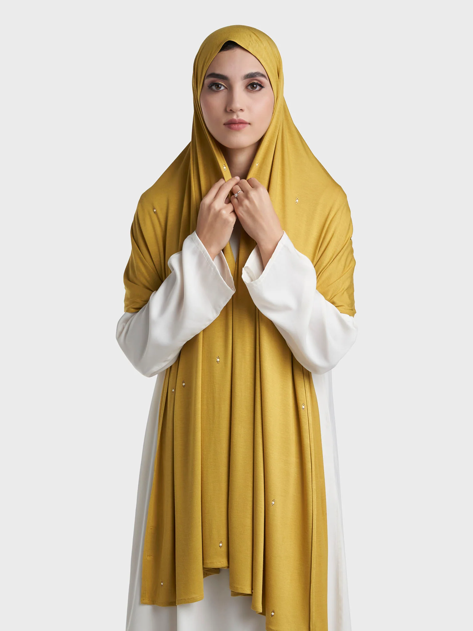 Rayon Jersey Hijab with Stone and Pearl Motif (KP18193L) - Image 86