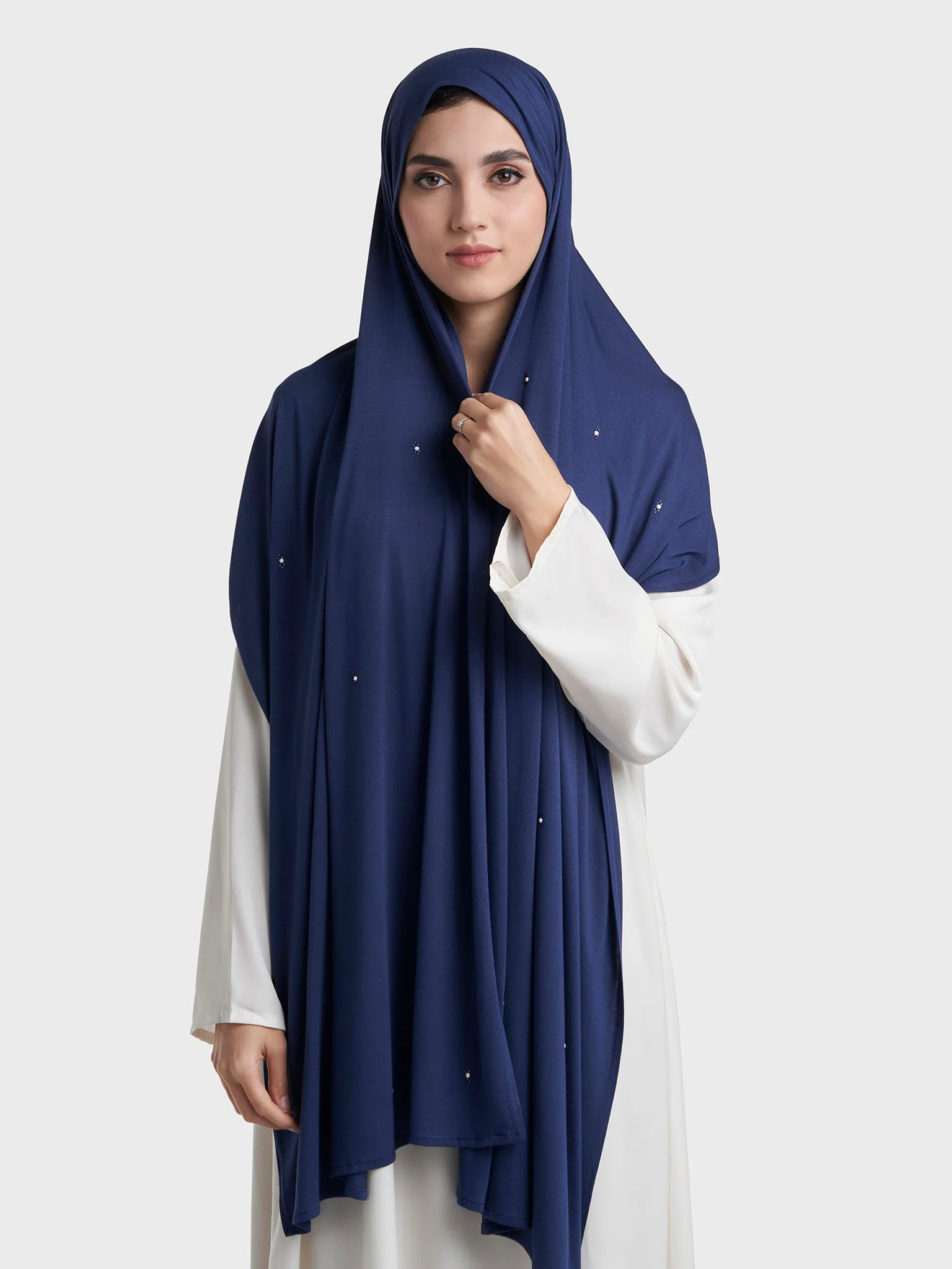 Rayon Jersey Hijab with Stone and Pearl Motif (KP18193L) - Image 88