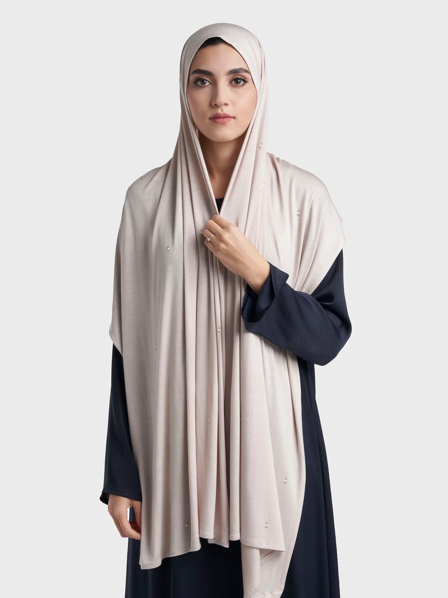 Rayon Jersey Hijab with Stone and Pearl Motif (KP18193L) - Image 90
